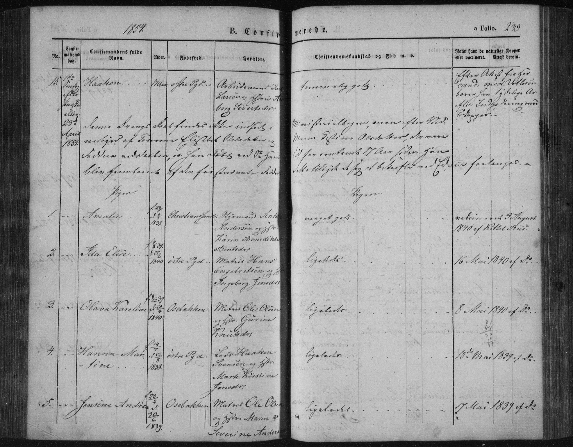 Porsgrunn kirkebøker , SAKO/A-104/F/Fa/L0006: Parish register (official) no. 6, 1841-1857, p. 239