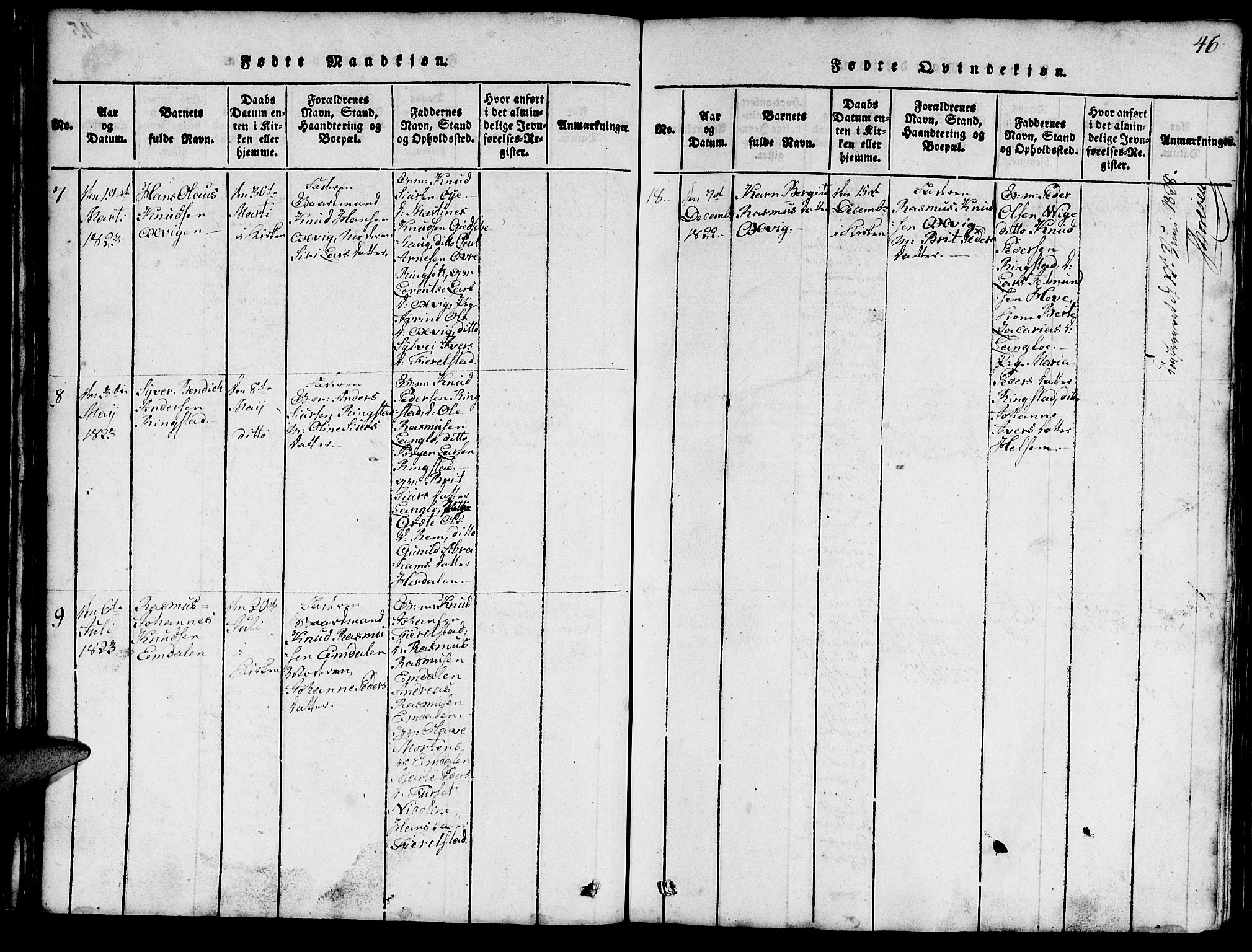 Ministerialprotokoller, klokkerbøker og fødselsregistre - Møre og Romsdal, AV/SAT-A-1454/520/L0289: Parish register (copy) no. 520C01, 1817-1837, p. 46