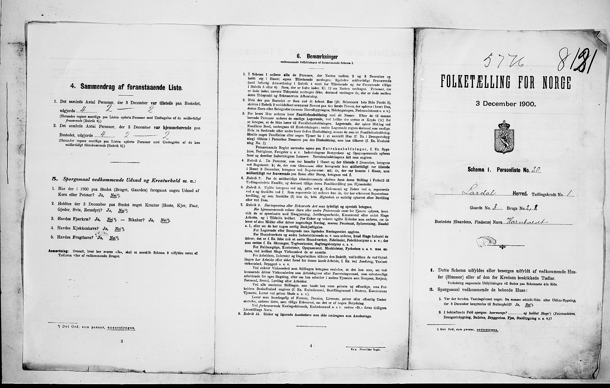 RA, 1900 census for Lardal, 1900, p. 23