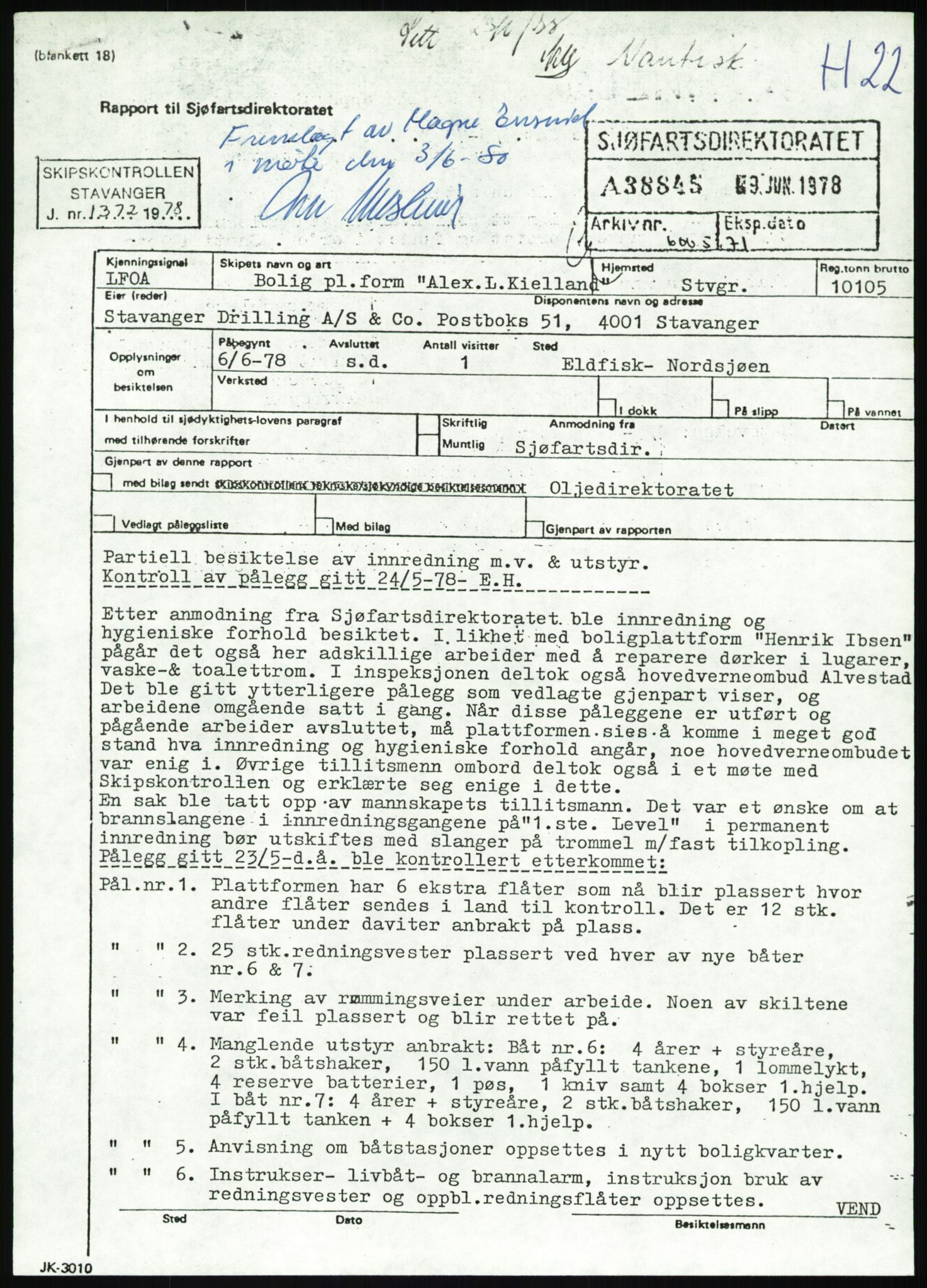 Justisdepartementet, Granskningskommisjonen ved Alexander Kielland-ulykken 27.3.1980, RA/S-1165/D/L0012: H Sjøfartsdirektoratet/Skipskontrollen (Doku.liste + H1-H11, H13, H16-H22 av 52), 1980-1981, p. 608
