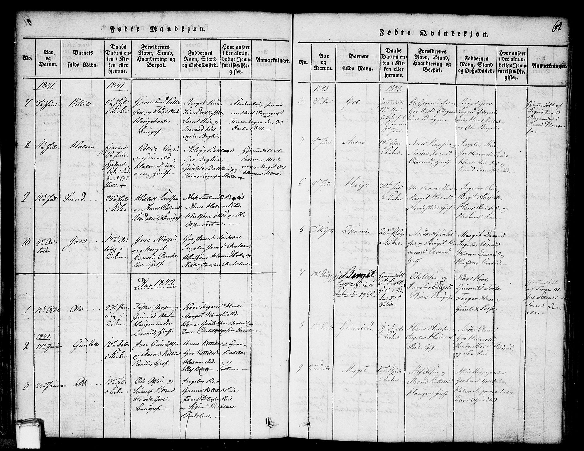 Gransherad kirkebøker, SAKO/A-267/G/Gb/L0001: Parish register (copy) no. II 1, 1815-1860, p. 62