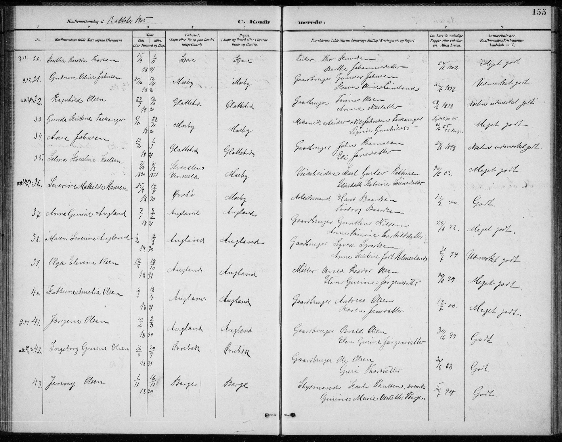 Oddernes sokneprestkontor, AV/SAK-1111-0033/F/Fa/Faa/L0010: Parish register (official) no. A 10, 1897-1911, p. 155