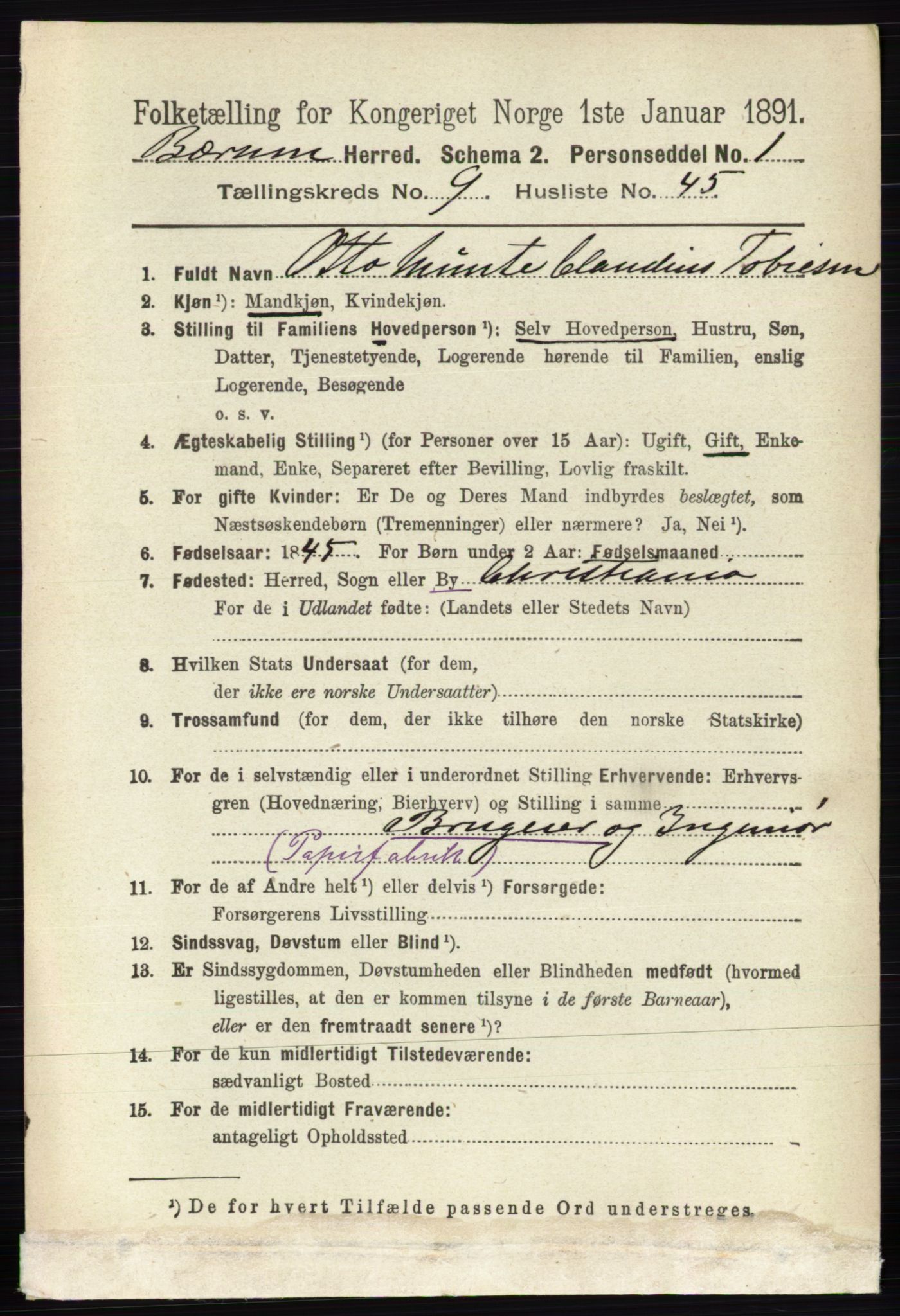 RA, 1891 census for 0219 Bærum, 1891, p. 5594