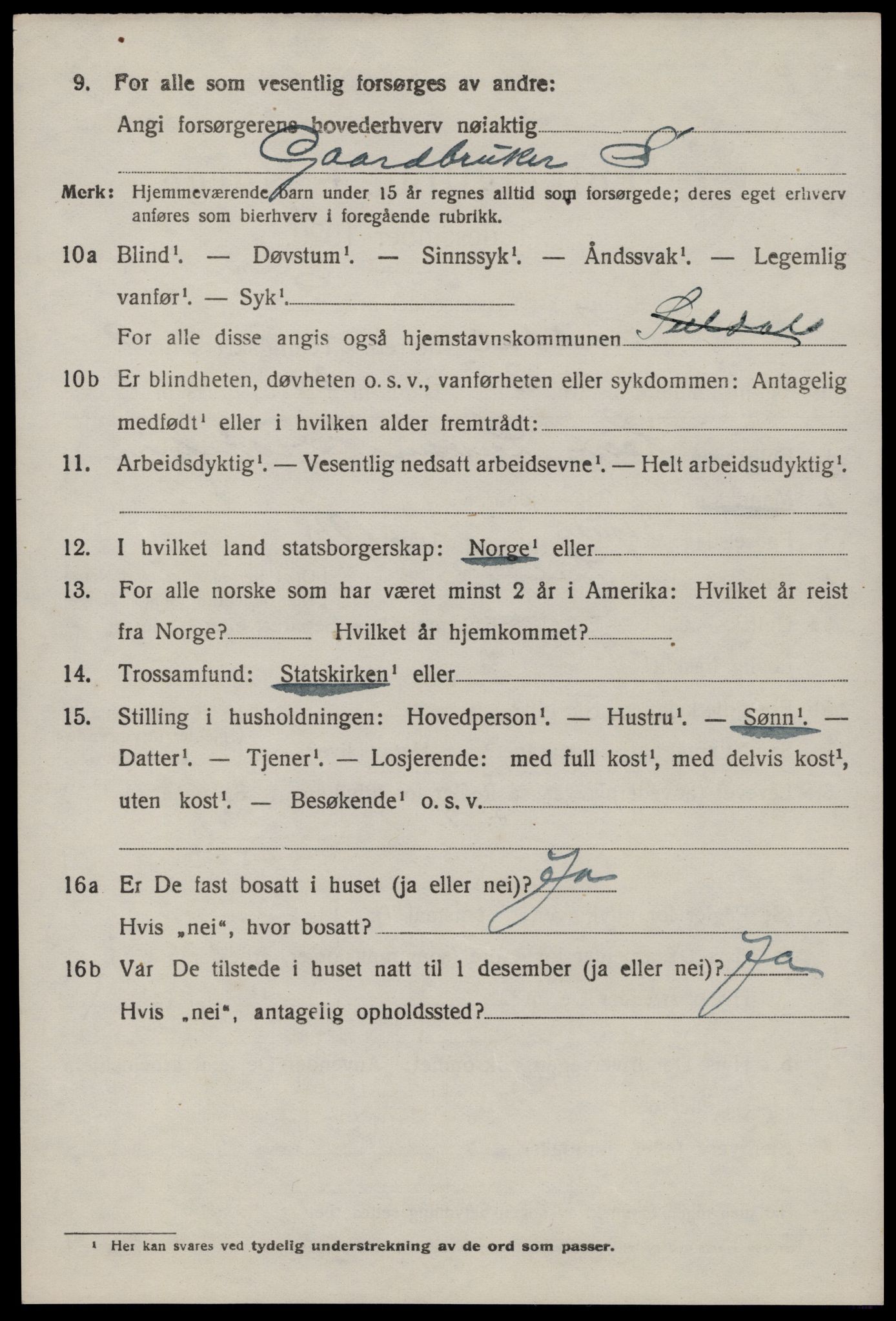 SAST, 1920 census for Suldal, 1920, p. 2403