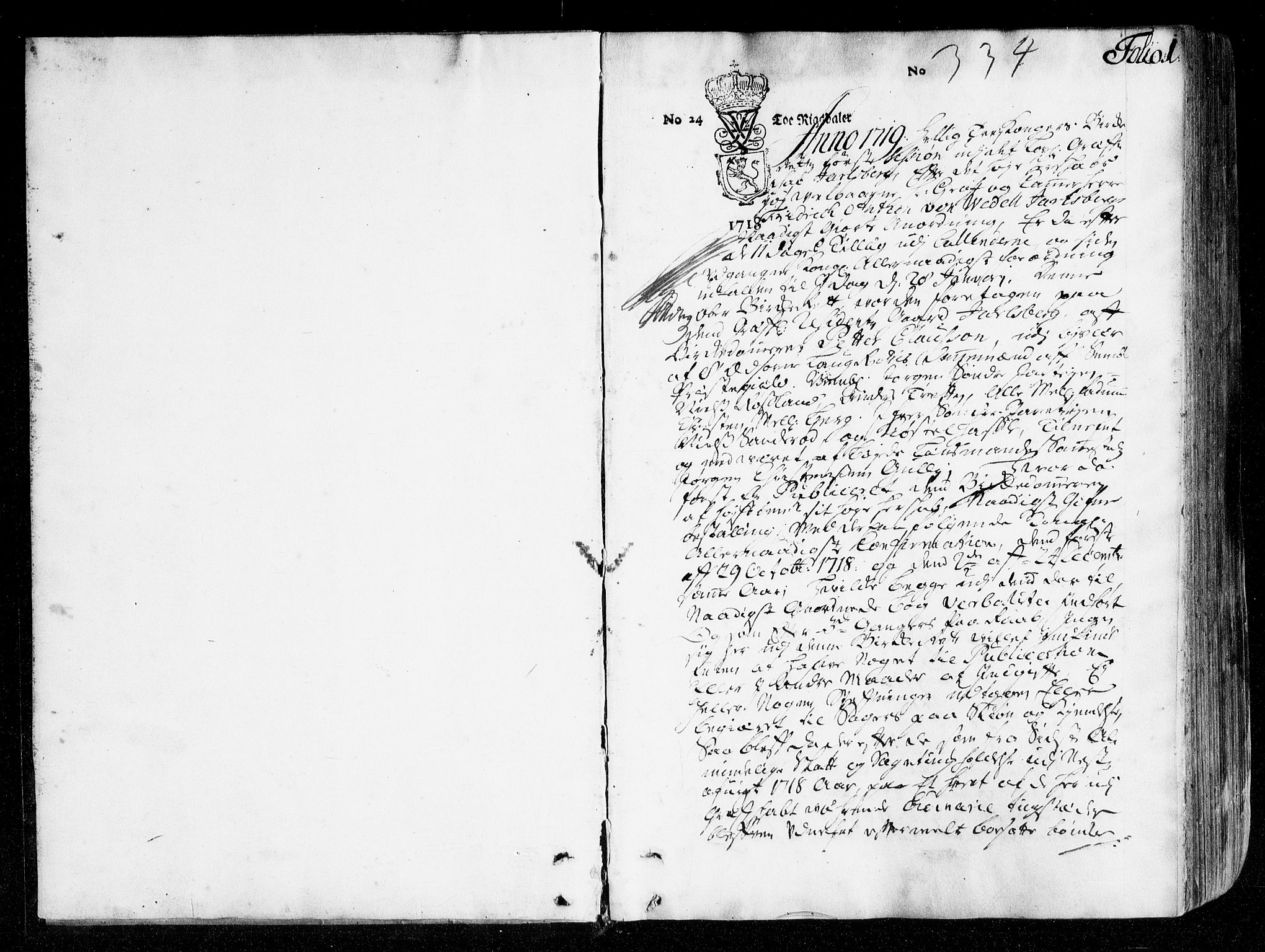 Jarlsberg overbirkerett, SAKO/A-843/F/Fa/L0004: Tingbok, 1719-1729, p. 1