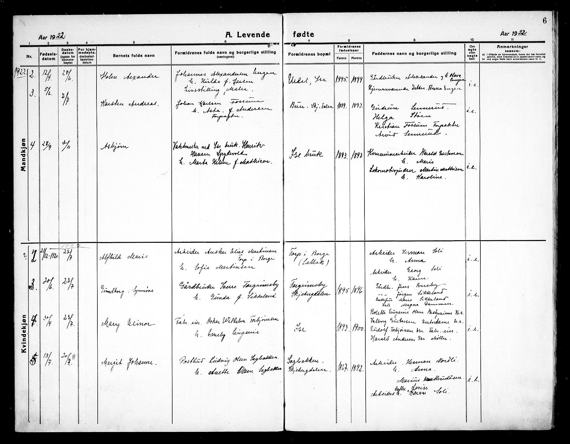 Skjeberg prestekontor Kirkebøker, AV/SAO-A-10923/G/Gc/L0002: Parish register (copy) no. III 2, 1918-1938, p. 6