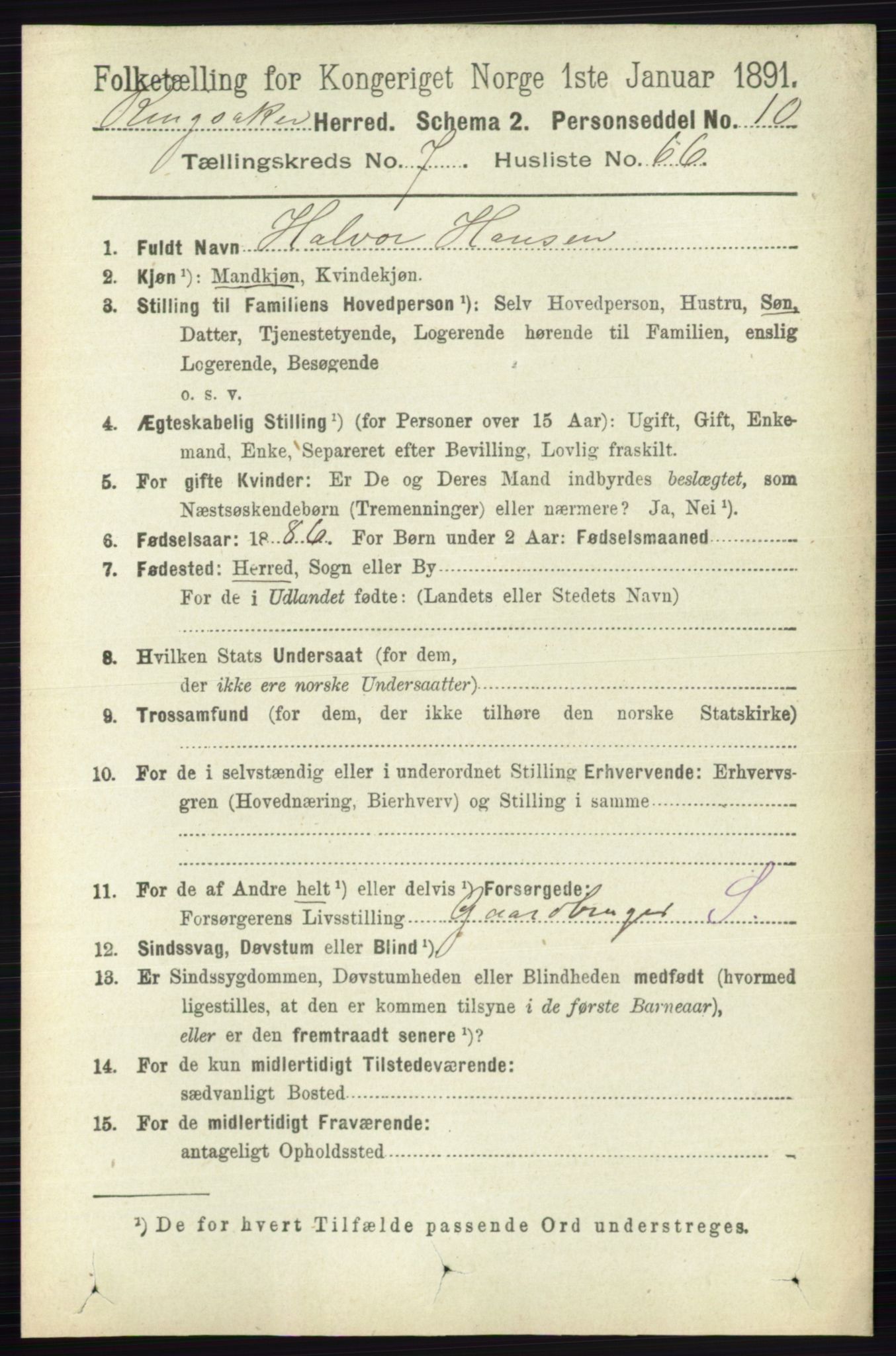 RA, 1891 census for 0412 Ringsaker, 1891, p. 4332
