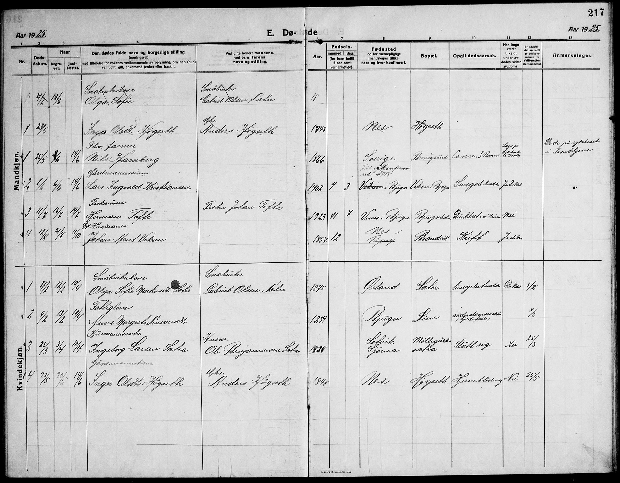 Ministerialprotokoller, klokkerbøker og fødselsregistre - Sør-Trøndelag, AV/SAT-A-1456/651/L0648: Parish register (copy) no. 651C02, 1915-1945, p. 217