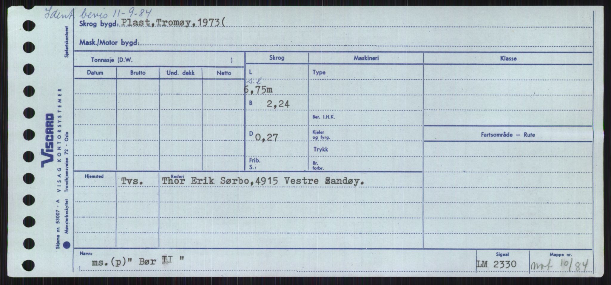 Sjøfartsdirektoratet med forløpere, Skipsmålingen, RA/S-1627/H/Ha/L0001/0002: Fartøy, A-Eig / Fartøy Bjør-Eig, p. 479