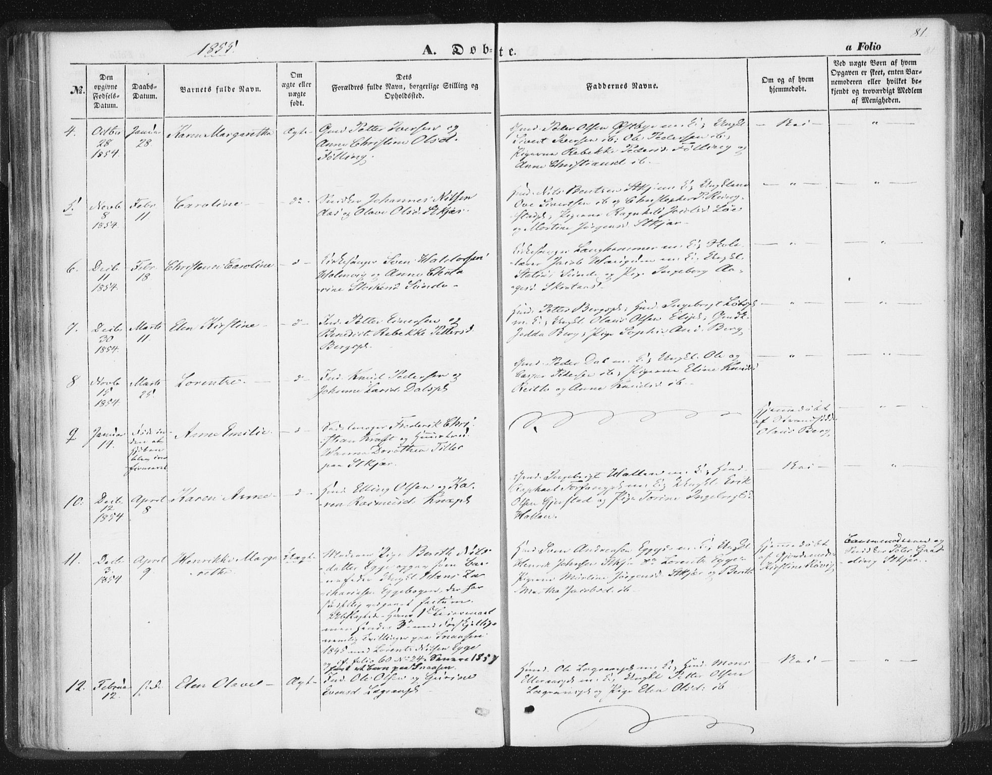 Ministerialprotokoller, klokkerbøker og fødselsregistre - Nord-Trøndelag, SAT/A-1458/746/L0446: Parish register (official) no. 746A05, 1846-1859, p. 81