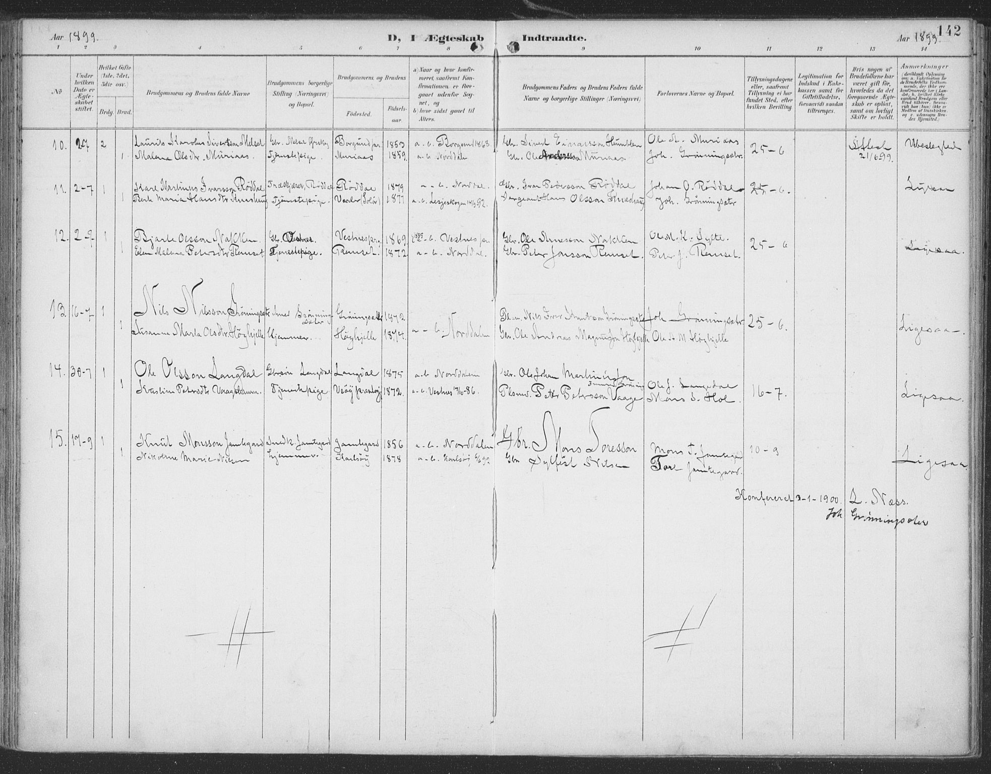 Ministerialprotokoller, klokkerbøker og fødselsregistre - Møre og Romsdal, SAT/A-1454/519/L0256: Parish register (official) no. 519A15, 1895-1912, p. 142