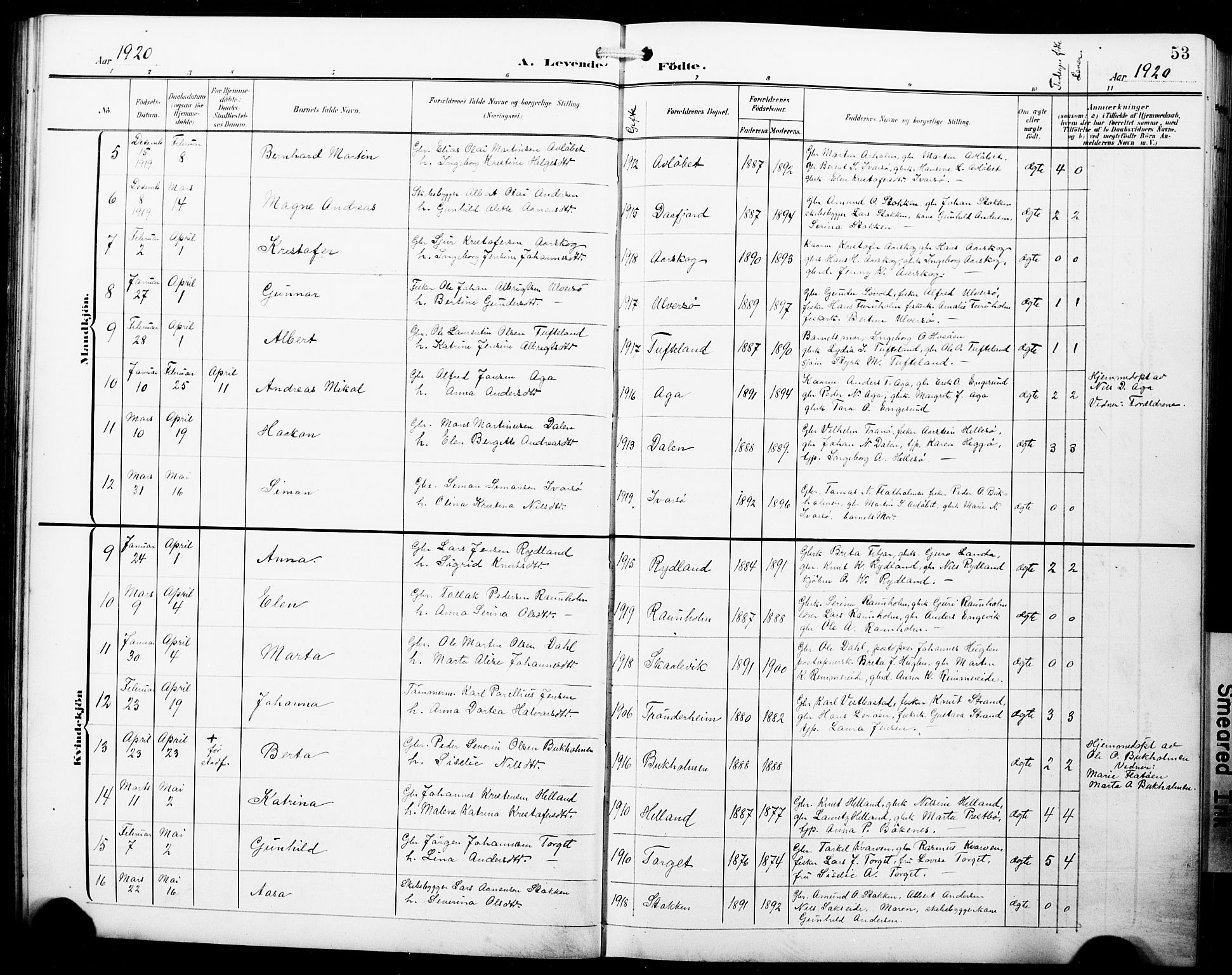 Fitjar sokneprestembete, AV/SAB-A-99926: Parish register (copy) no. B 1, 1906-1928, p. 53