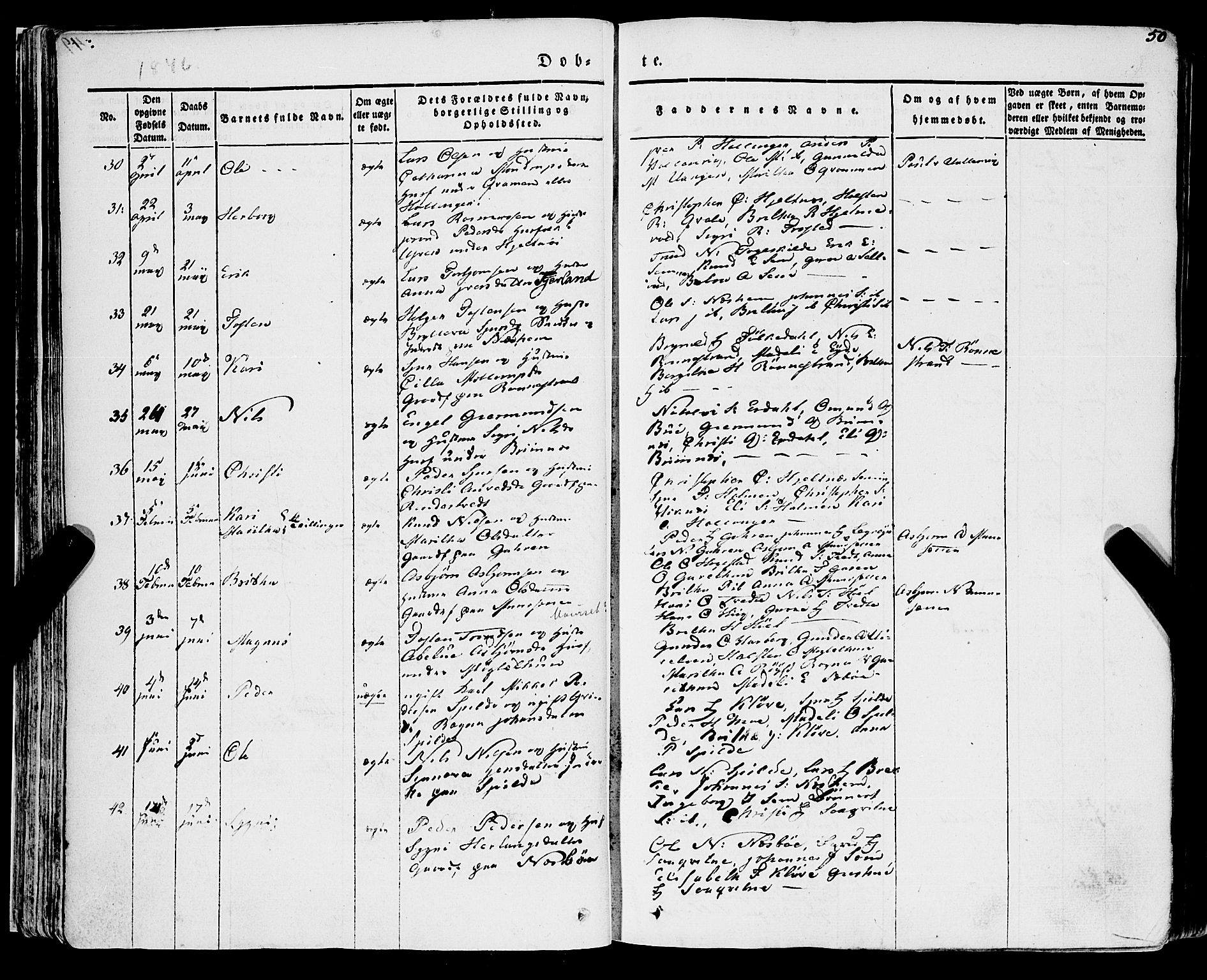 Ulvik sokneprestembete, SAB/A-78801/H/Haa: Parish register (official) no. A 12, 1839-1853, p. 50