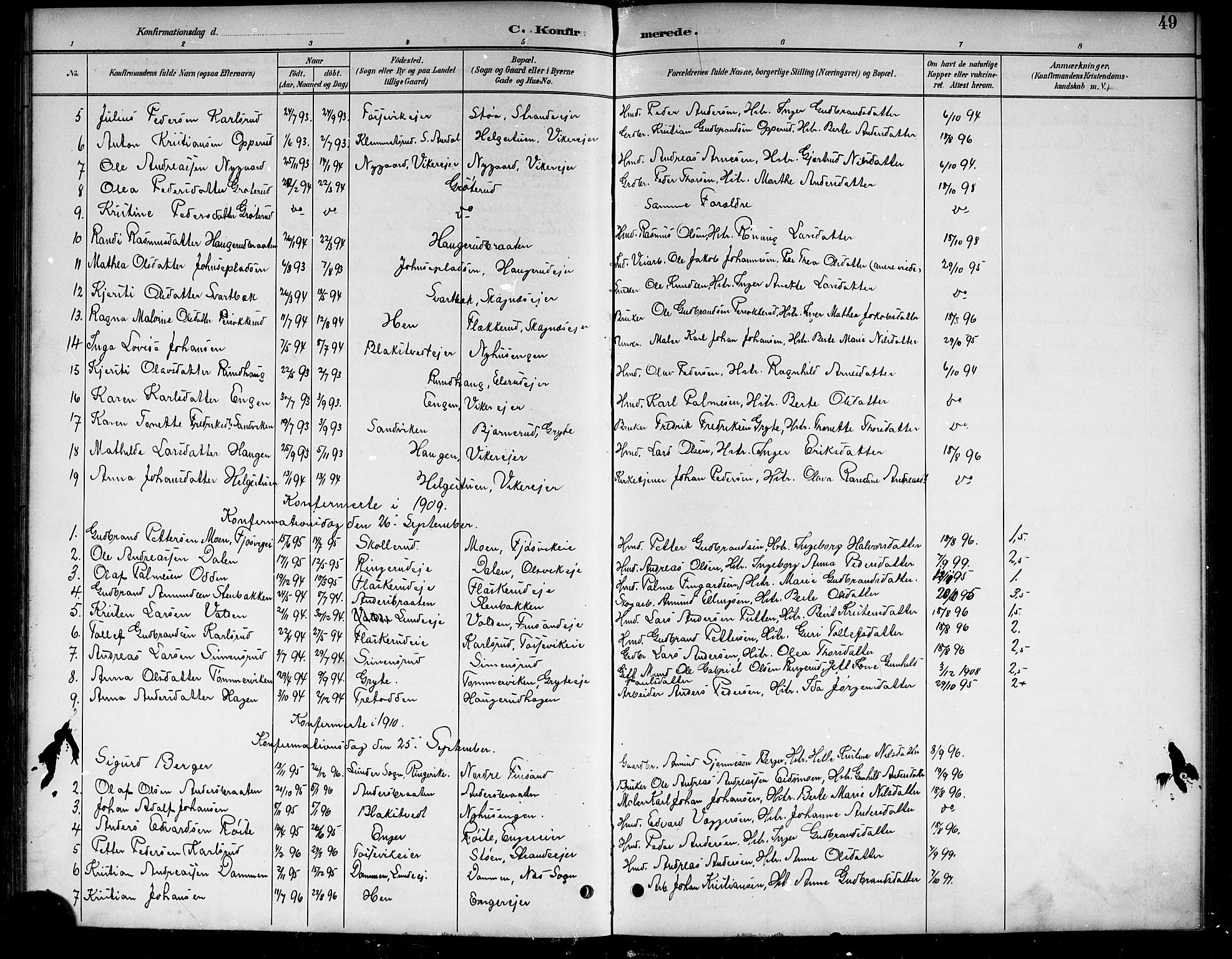 Ådal kirkebøker, SAKO/A-248/G/Ga/L0004: Parish register (copy) no.  I 4, 1891-1920, p. 49