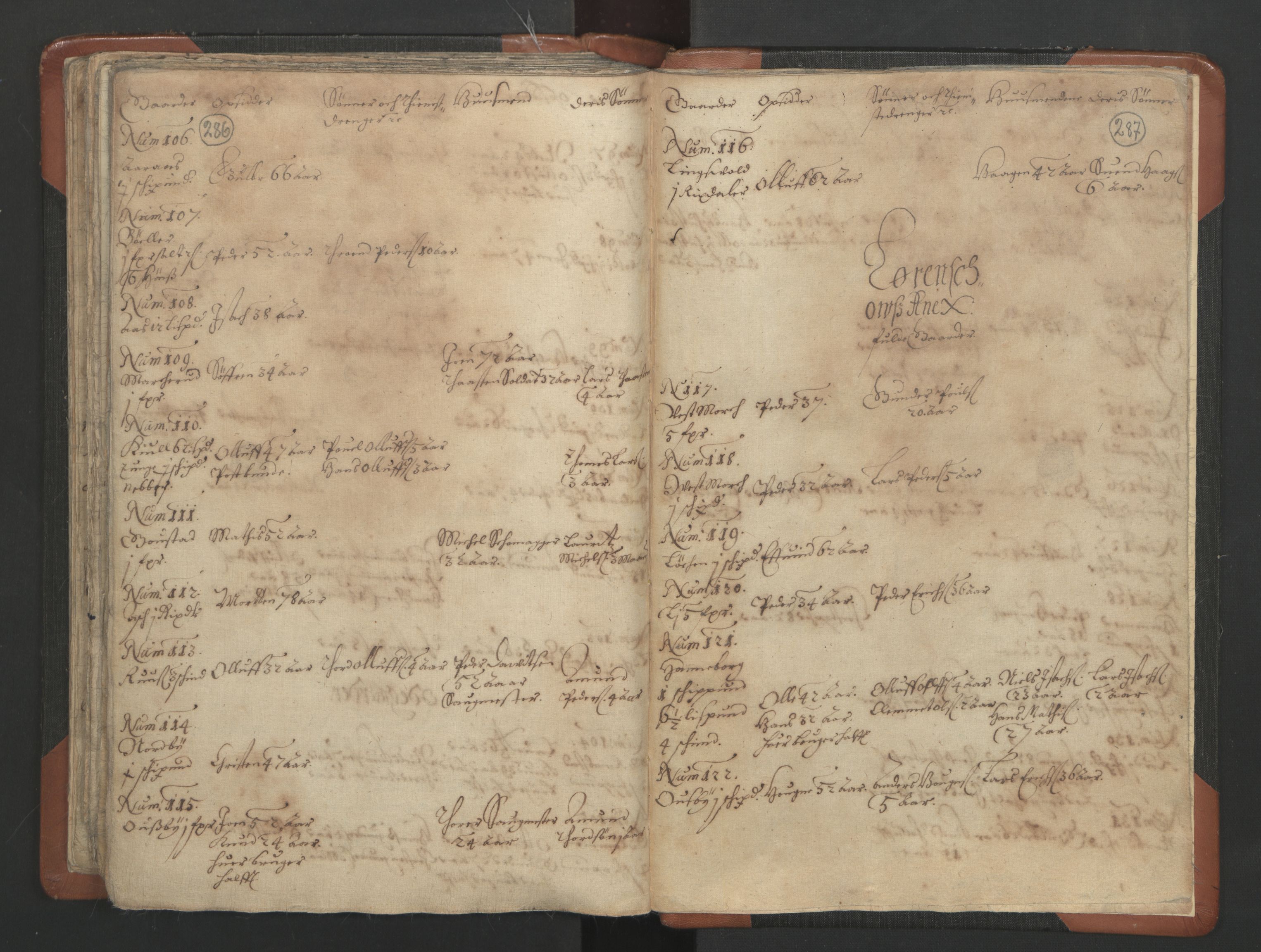 RA, Vicar's Census 1664-1666, no. 3: Nedre Romerike deanery, 1664-1666, p. 286-287