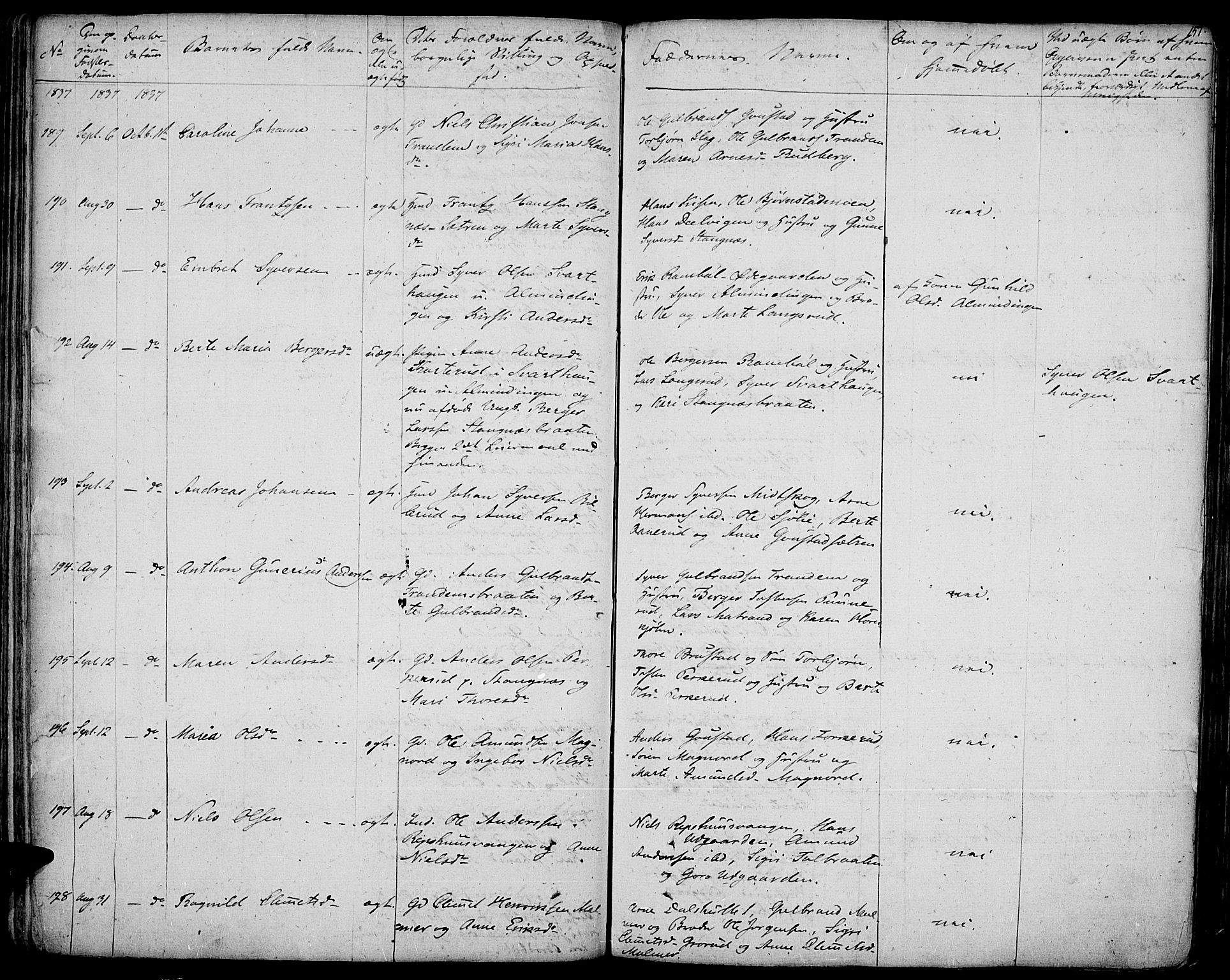 Vinger prestekontor, AV/SAH-PREST-024/H/Ha/Haa/L0007: Parish register (official) no. 7, 1826-1839, p. 151