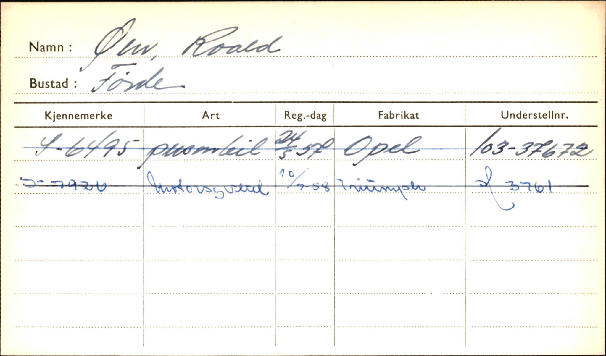 Statens vegvesen, Sogn og Fjordane vegkontor, AV/SAB-A-5301/4/F/L0002: Eigarregister Fjordane til 1.6.1961, 1930-1961, p. 666