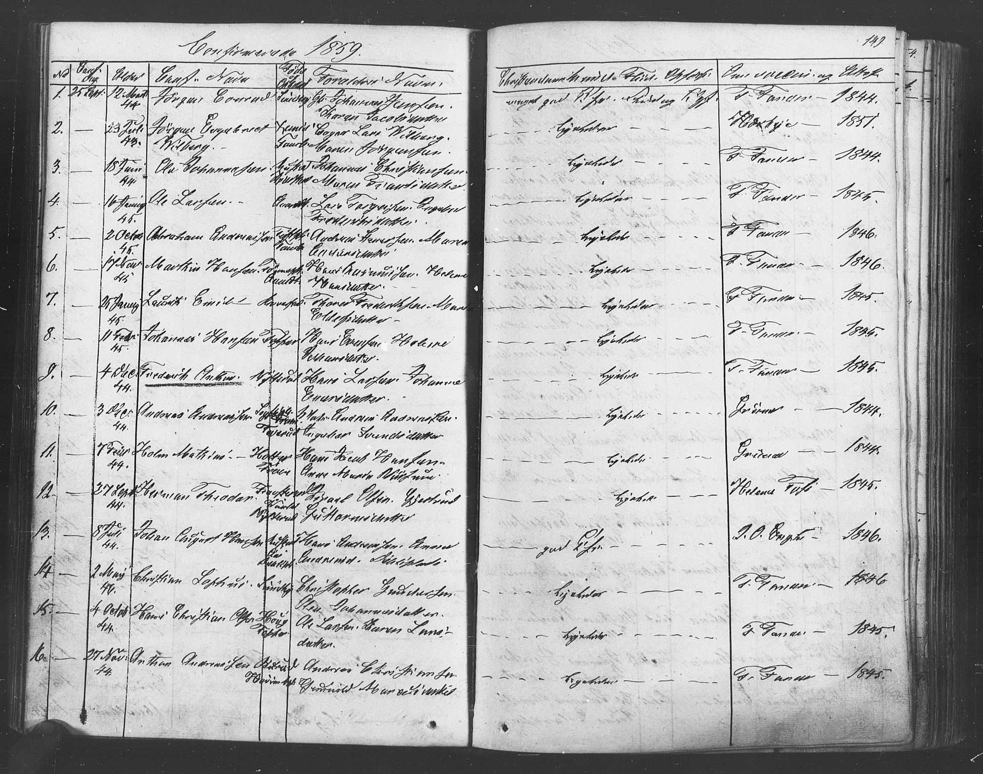 Vestby prestekontor Kirkebøker, SAO/A-10893/F/Fa/L0007: Parish register (official) no. I 7, 1850-1862, p. 149