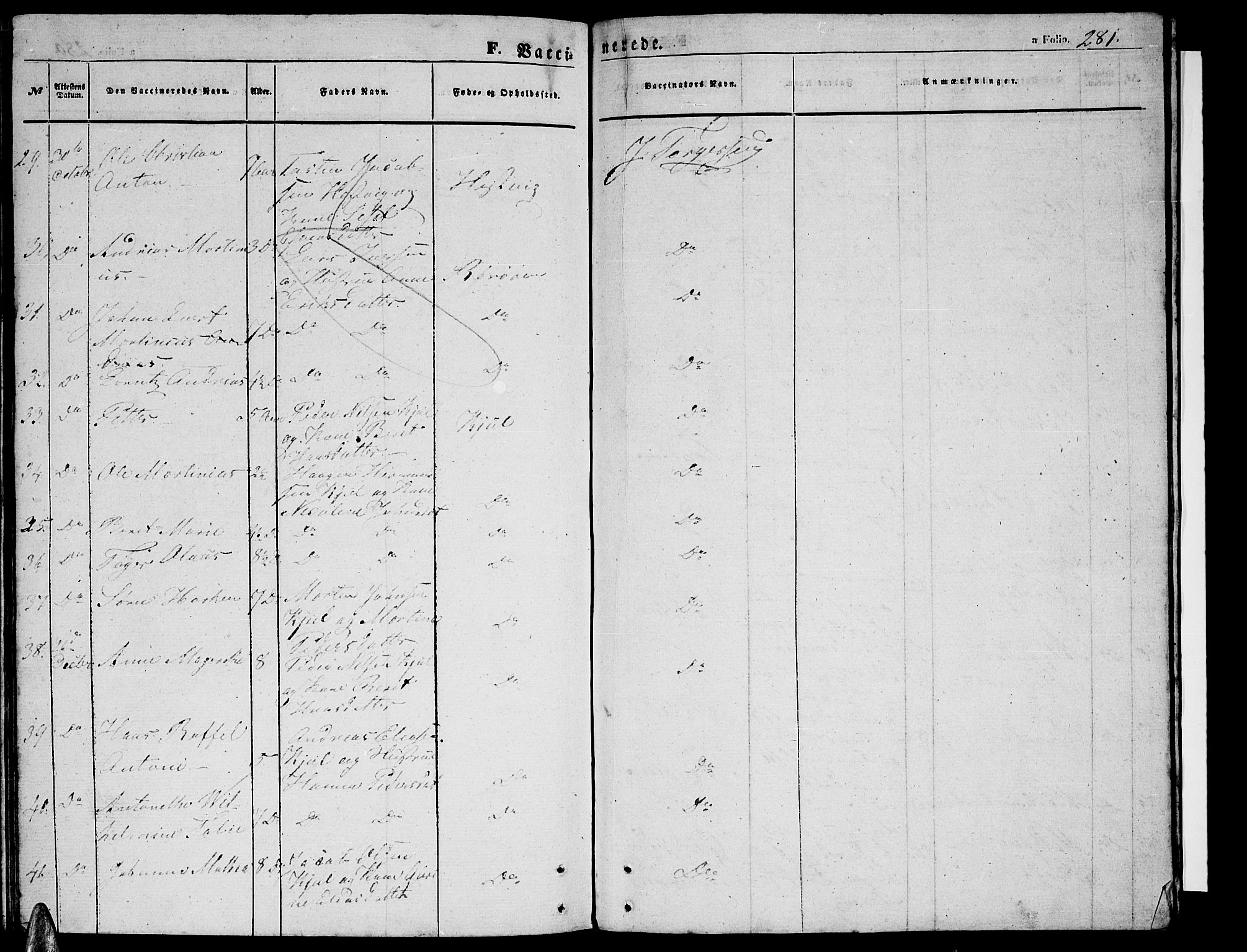 Ministerialprotokoller, klokkerbøker og fødselsregistre - Nordland, AV/SAT-A-1459/816/L0251: Parish register (copy) no. 816C01, 1852-1870, p. 281