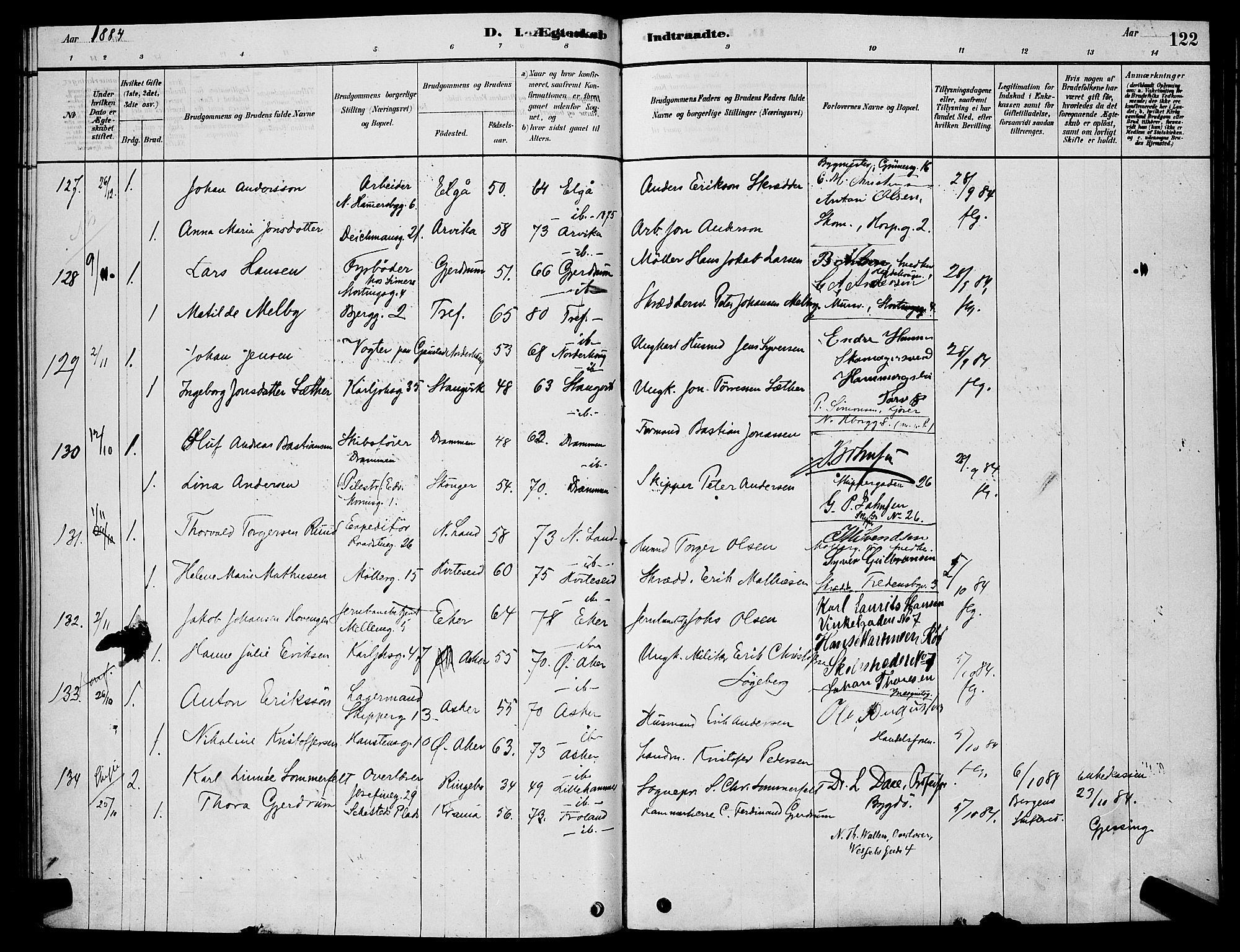 Trefoldighet prestekontor Kirkebøker, AV/SAO-A-10882/H/Ha/L0003: Banns register no. 3, 1878-1888, p. 122