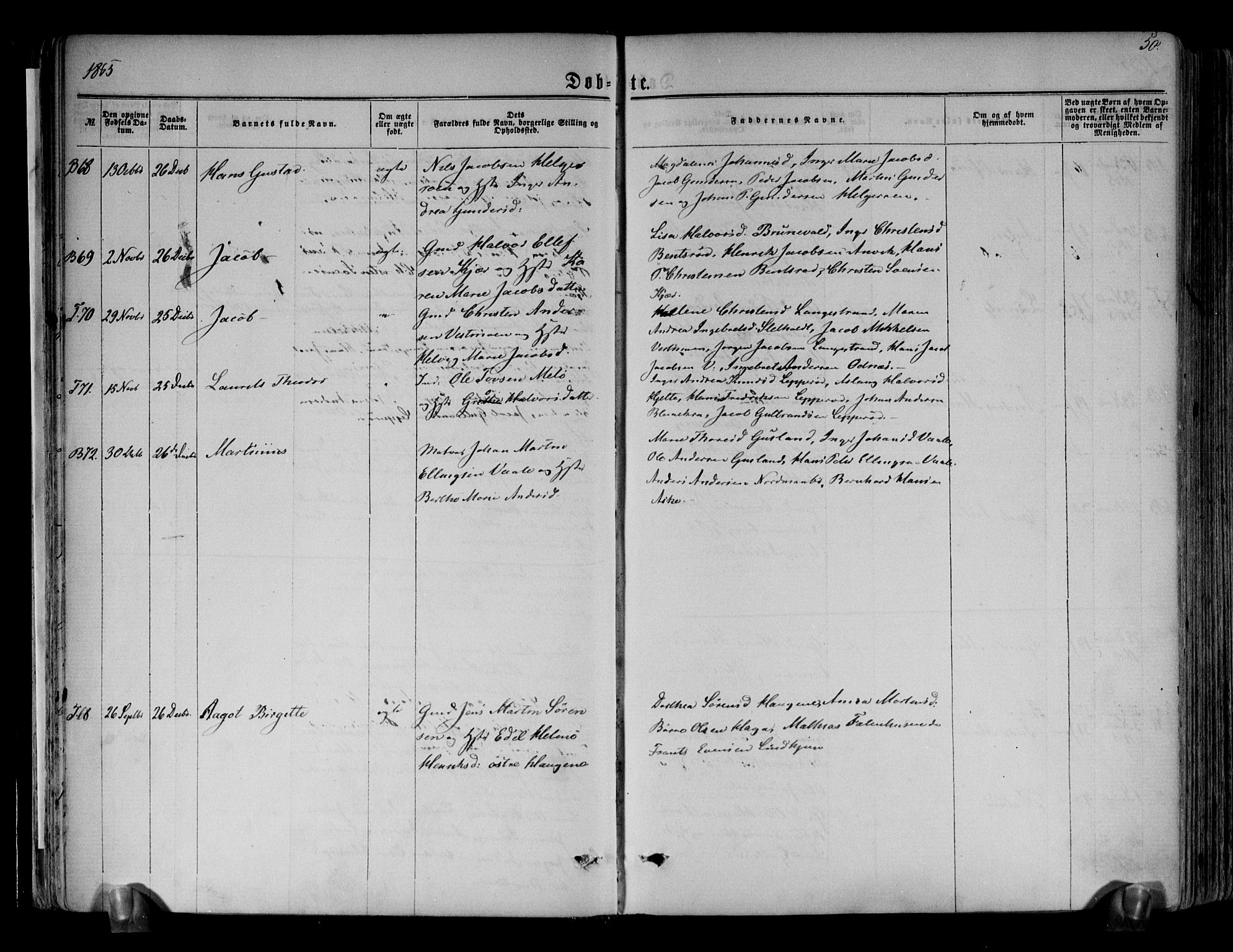 Brunlanes kirkebøker, AV/SAKO-A-342/F/Fa/L0005: Parish register (official) no. I 5, 1862-1877, p. 50