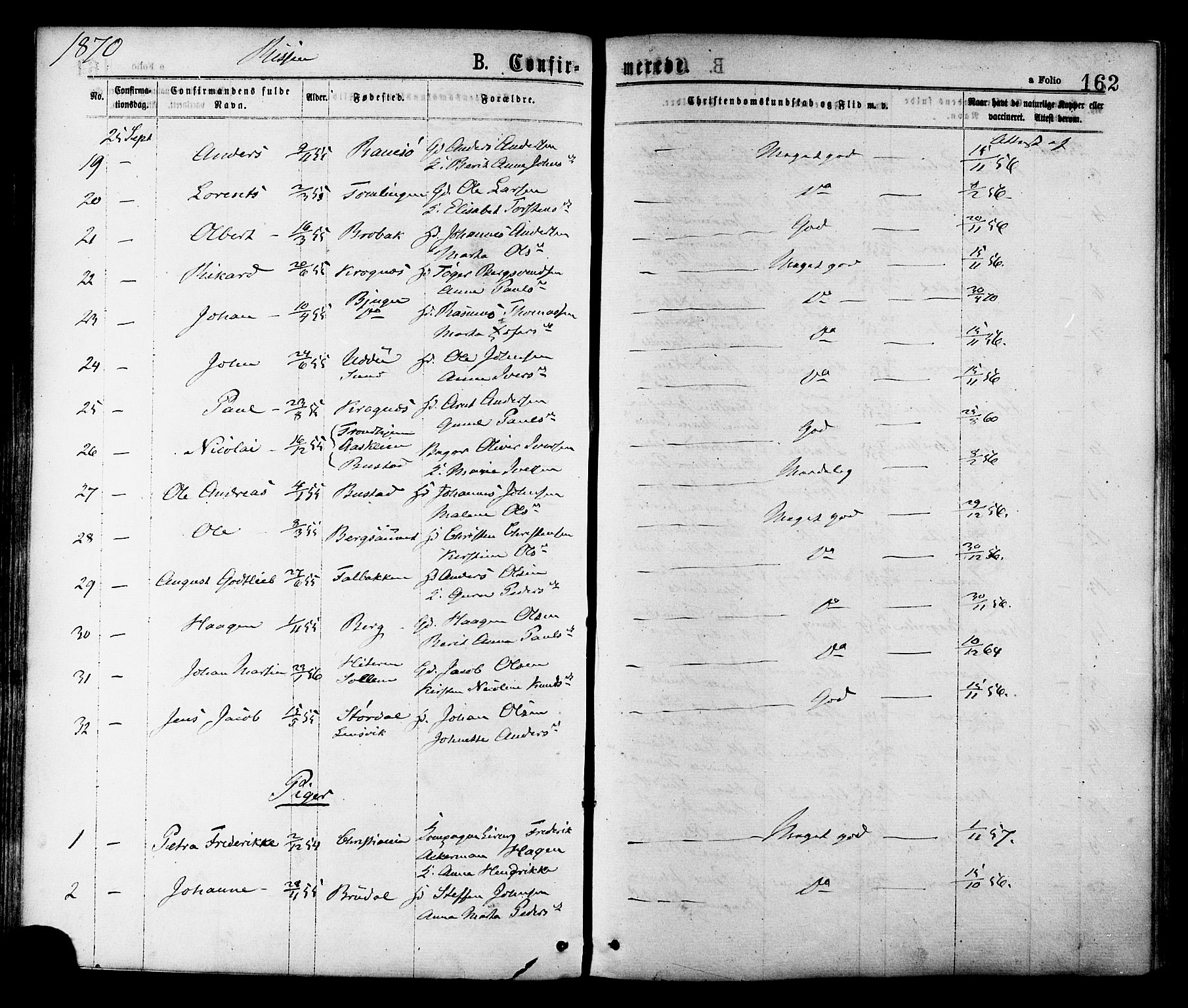 Ministerialprotokoller, klokkerbøker og fødselsregistre - Sør-Trøndelag, SAT/A-1456/646/L0613: Parish register (official) no. 646A11, 1870-1884, p. 162