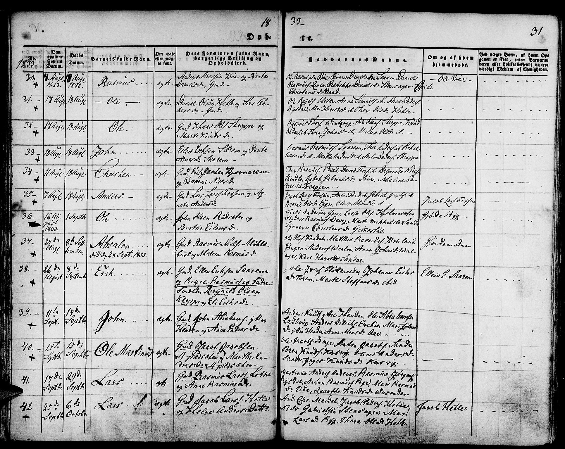 Gloppen sokneprestembete, AV/SAB-A-80101/H/Haa/Haaa/L0007: Parish register (official) no. A 7, 1827-1837, p. 31