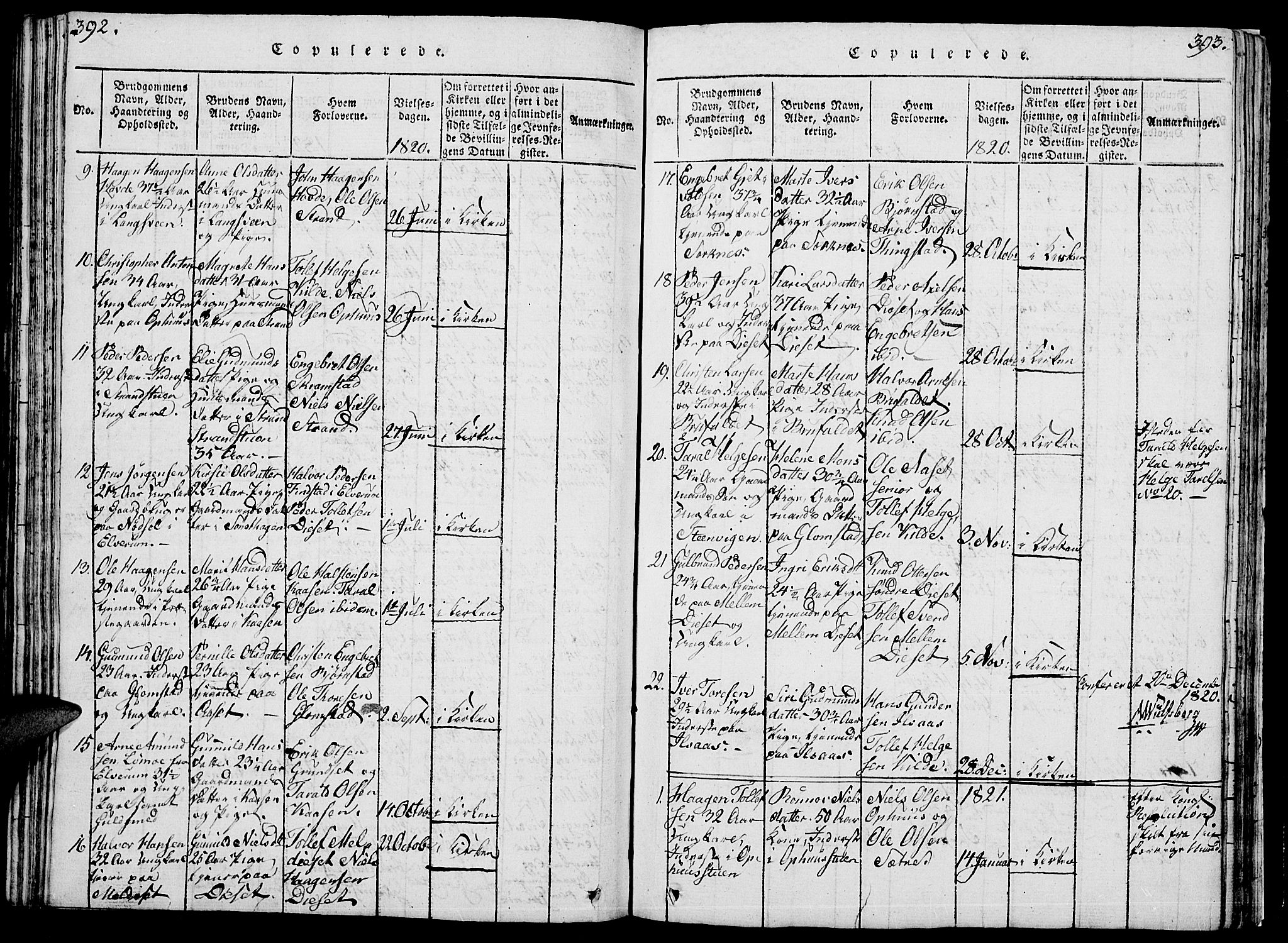 Åmot prestekontor, Hedmark, SAH/PREST-056/H/Ha/Hab/L0001: Parish register (copy) no. 1, 1815-1847, p. 392-393