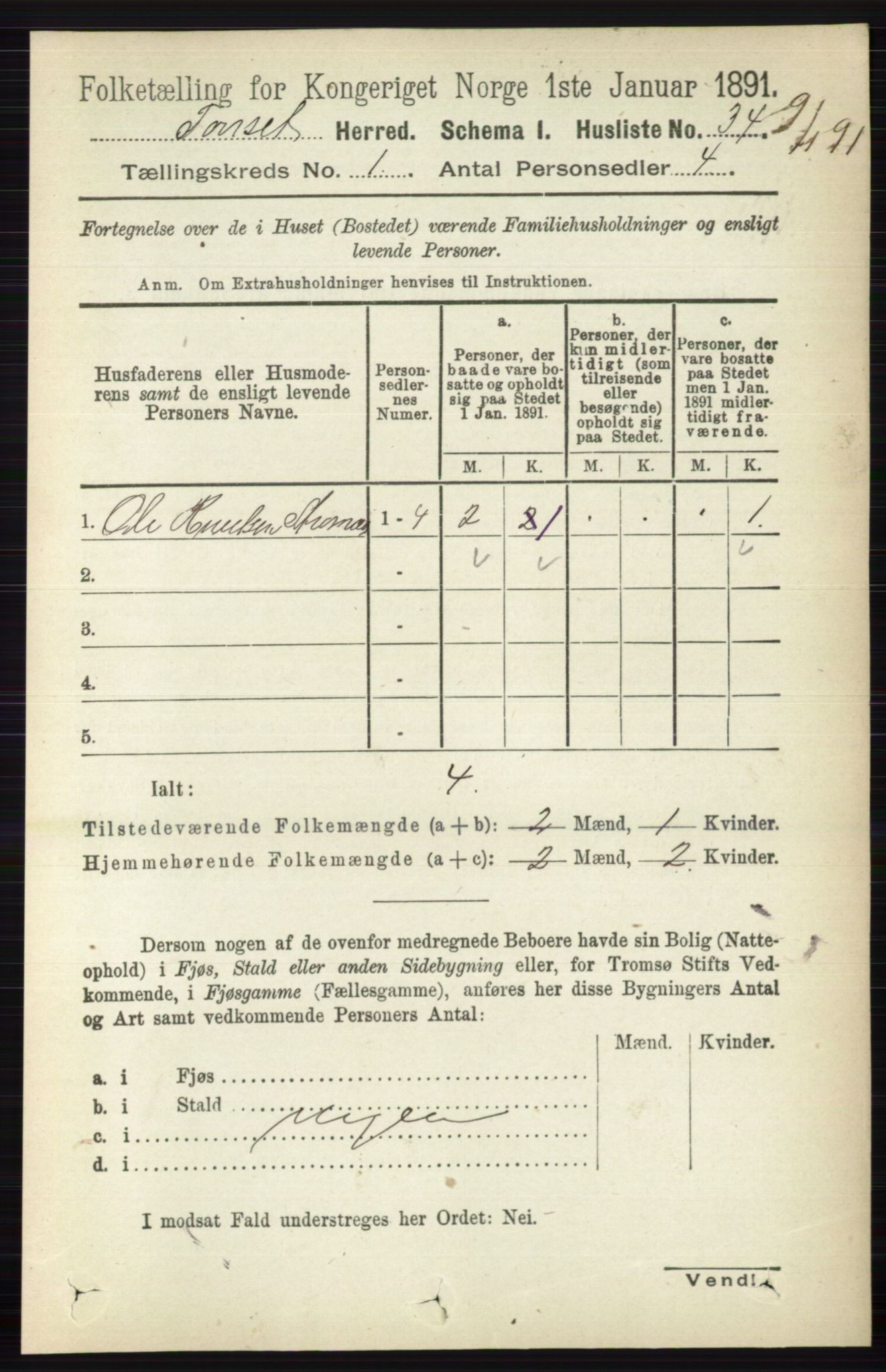 RA, 1891 census for 0437 Tynset, 1891, p. 66