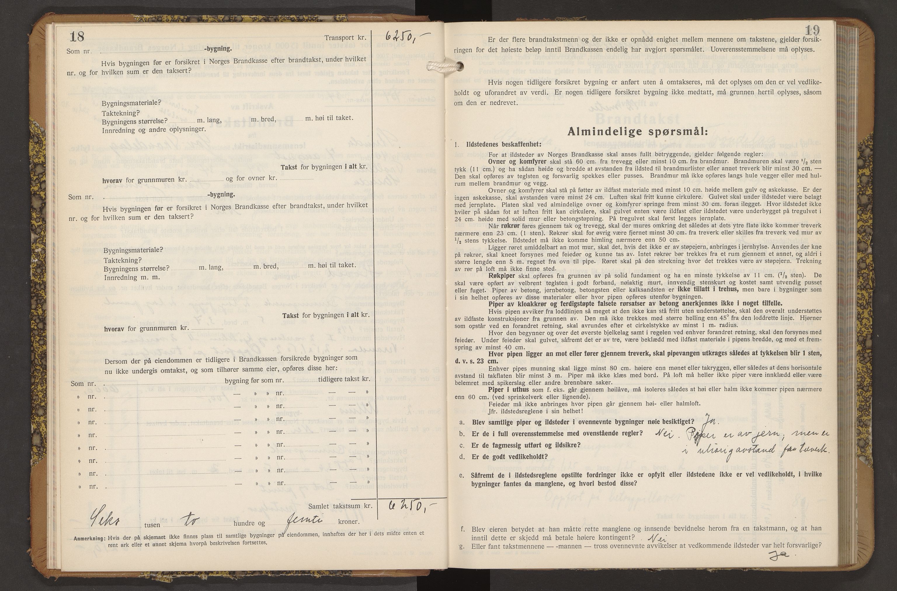 Norges Brannkasse Strinda, AV/SAT-A-5516/Fb/L0009: Branntakstprotokoll, 1940-1946, p. 18-19