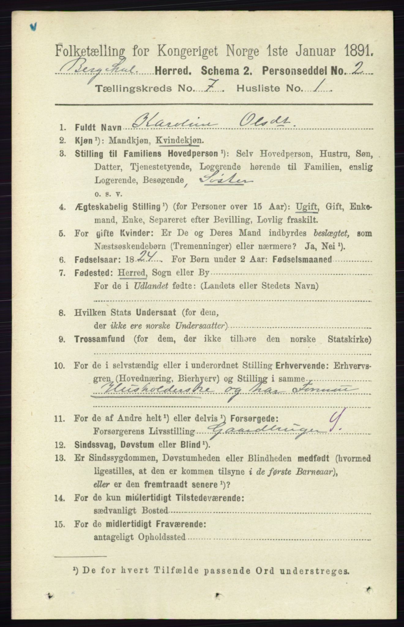 RA, 1891 census for 0116 Berg, 1891, p. 4967