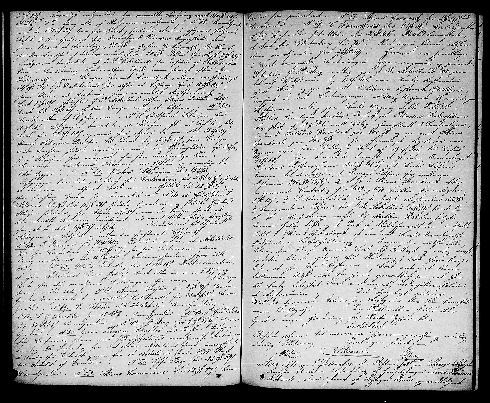 Skien byfogd, AV/SAKO-A-219/H/Hd/L0010: Skifteforhandlingsprotokoll, 1862-1880, p. 552-553