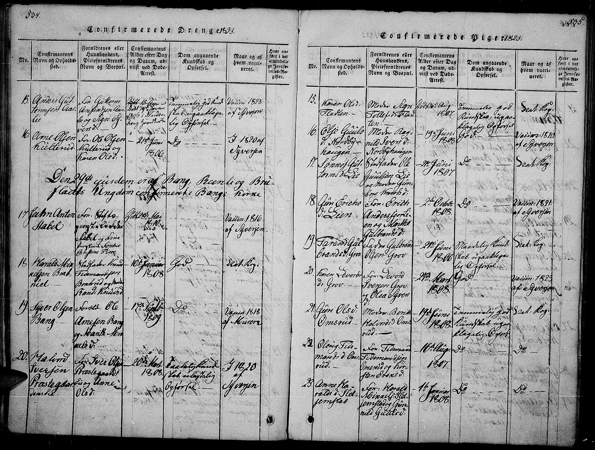 Sør-Aurdal prestekontor, SAH/PREST-128/H/Ha/Haa/L0002: Parish register (official) no. 2, 1815-1840, p. 534-535