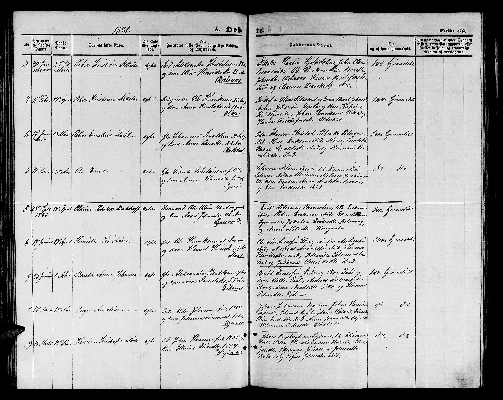 Ministerialprotokoller, klokkerbøker og fødselsregistre - Nordland, AV/SAT-A-1459/816/L0252: Parish register (copy) no. 816C02, 1871-1885, p. 54