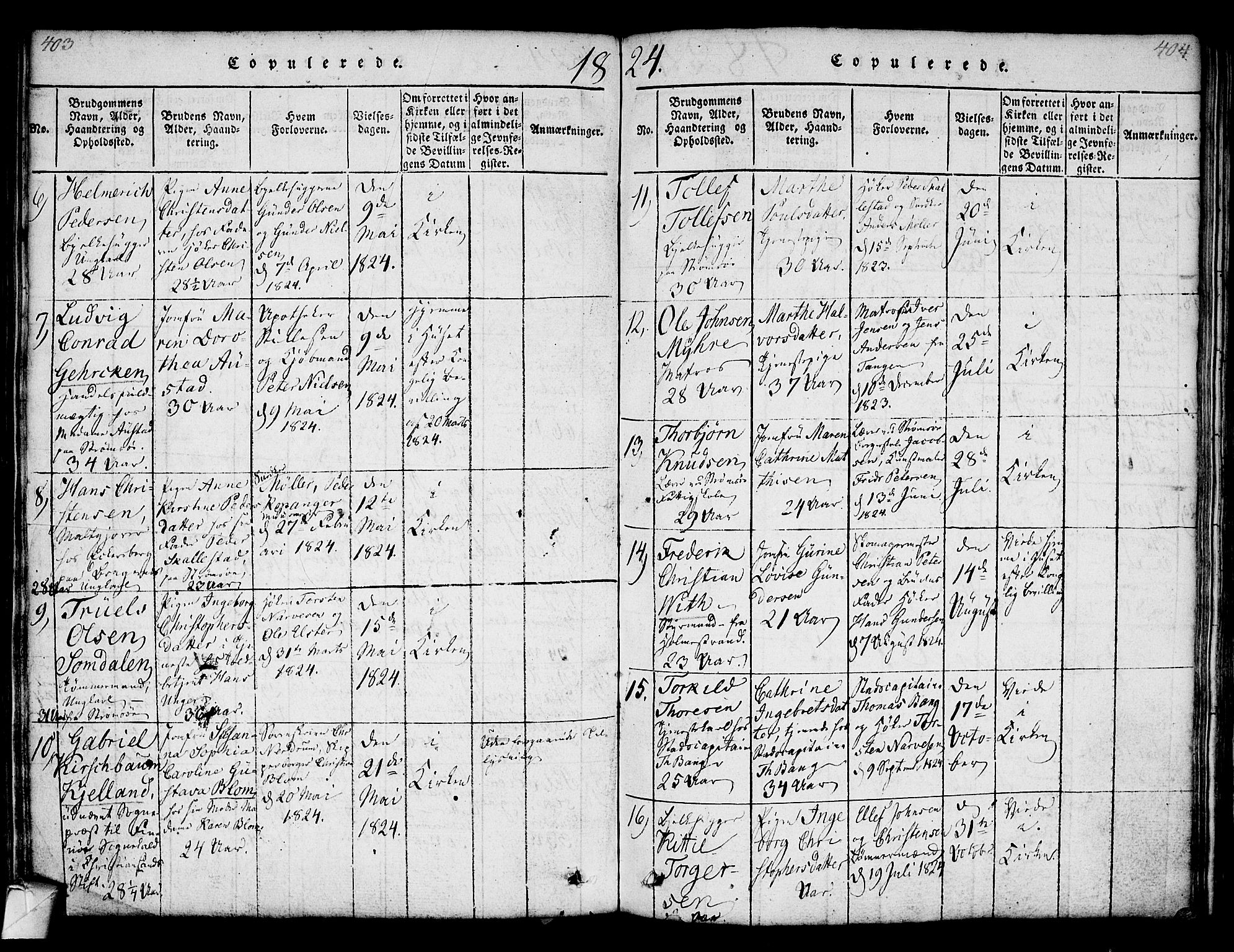 Strømsø kirkebøker, AV/SAKO-A-246/F/Fa/L0011: Parish register (official) no. I 11, 1815-1829, p. 403-404