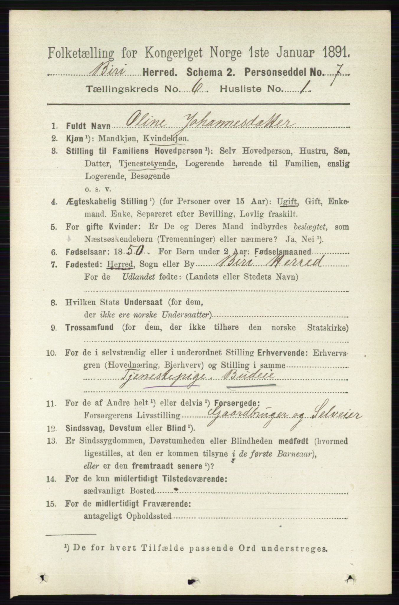 RA, 1891 census for 0525 Biri, 1891, p. 2140