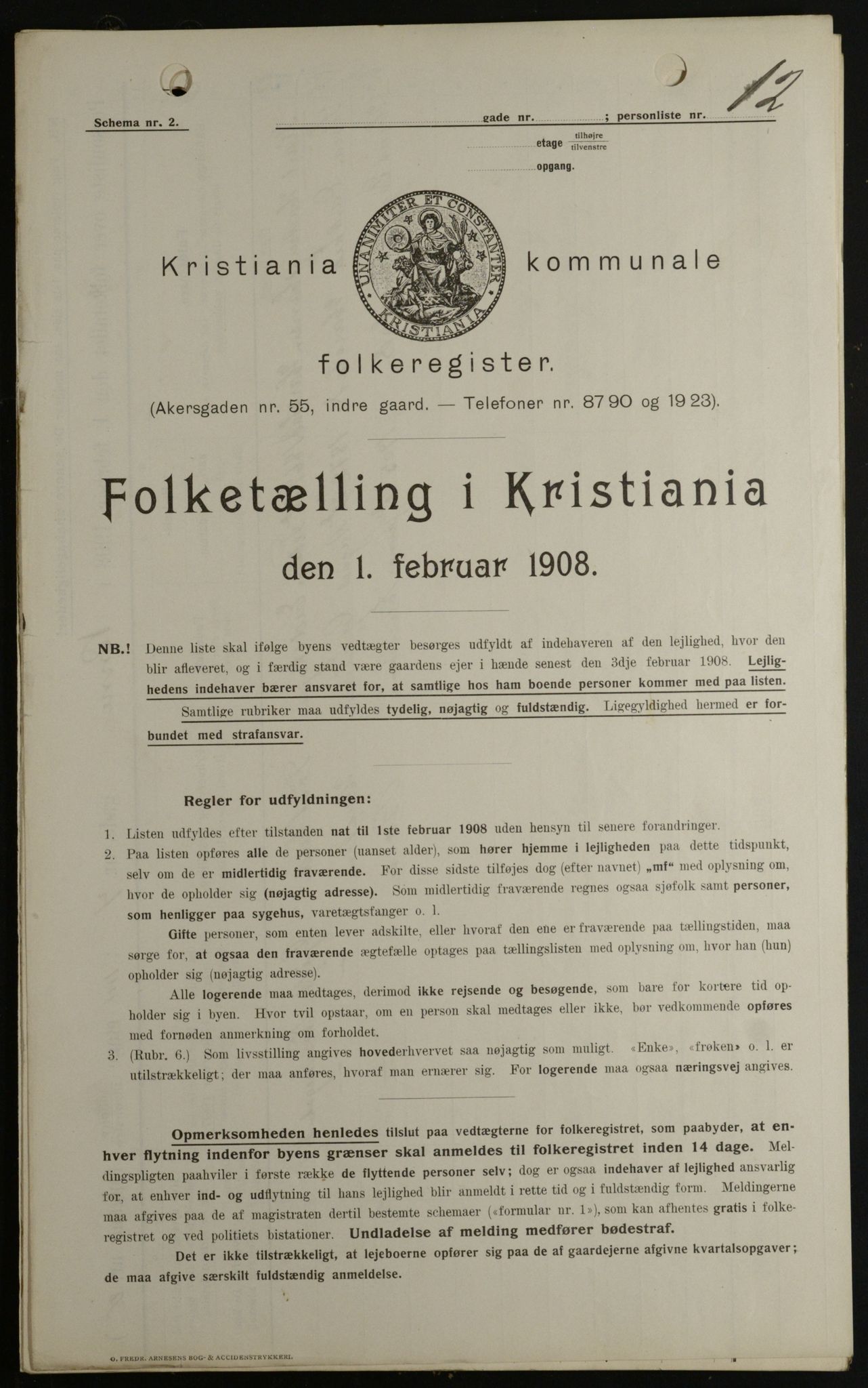 OBA, Municipal Census 1908 for Kristiania, 1908, p. 64044