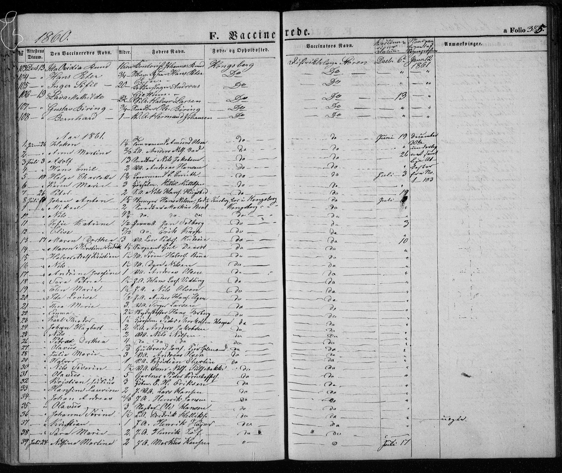 Kongsberg kirkebøker, SAKO/A-22/G/Ga/L0003: Parish register (copy) no. 3, 1859-1875, p. 385