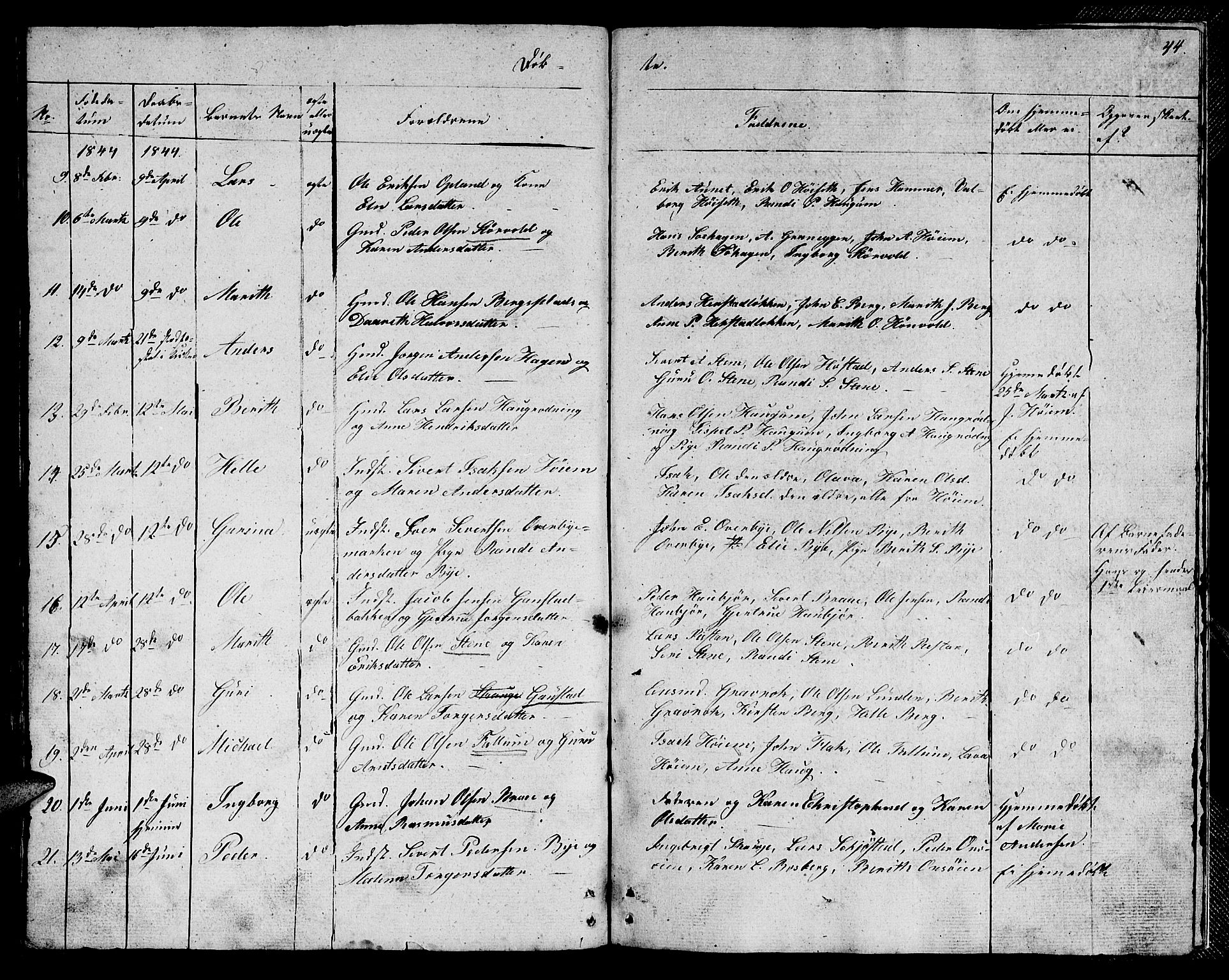 Ministerialprotokoller, klokkerbøker og fødselsregistre - Sør-Trøndelag, AV/SAT-A-1456/612/L0386: Parish register (copy) no. 612C02, 1834-1845, p. 44