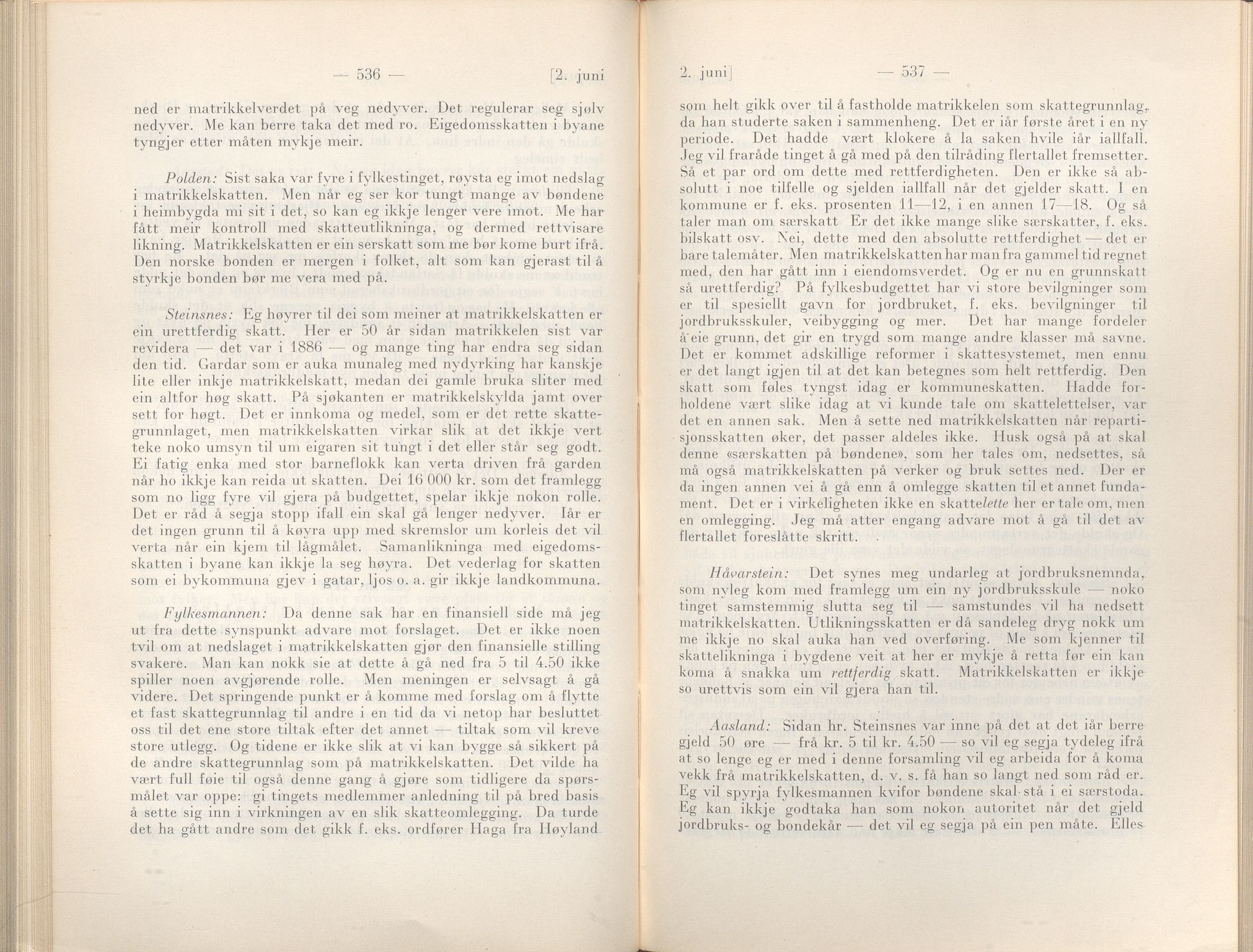 Rogaland fylkeskommune - Fylkesrådmannen , IKAR/A-900/A/Aa/Aaa/L0057: Møtebok , 1938, p. 536-537