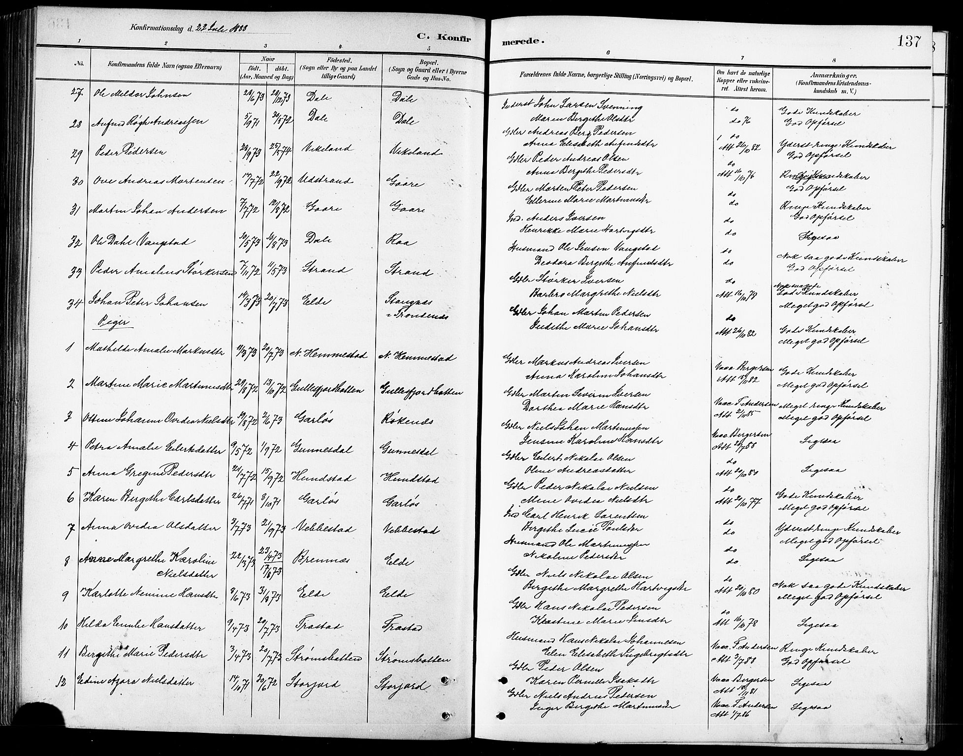 Kvæfjord sokneprestkontor, SATØ/S-1323/G/Ga/Gab/L0005klokker: Parish register (copy) no. 5, 1886-1911, p. 137
