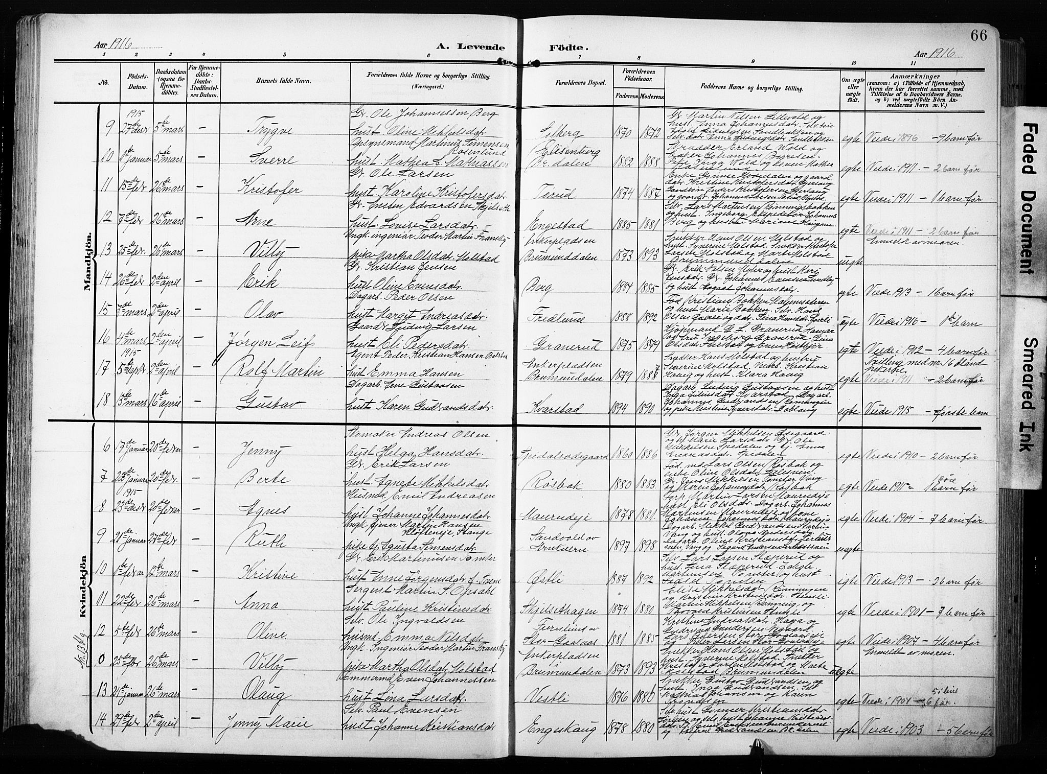 Furnes prestekontor, SAH/PREST-012/L/La/L0001: Parish register (copy) no. 1, 1904-1933, p. 66