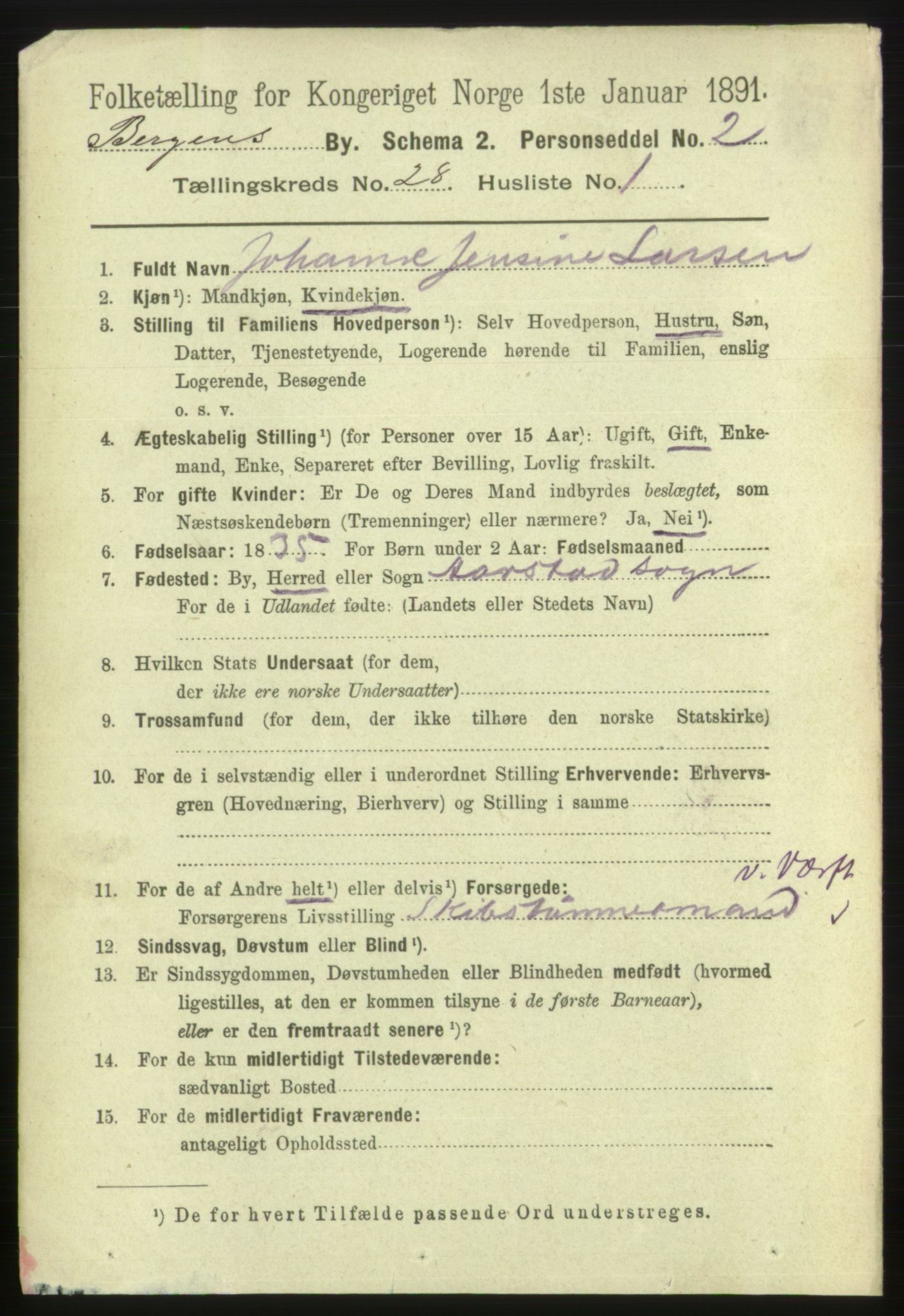 RA, 1891 Census for 1301 Bergen, 1891, p. 36342