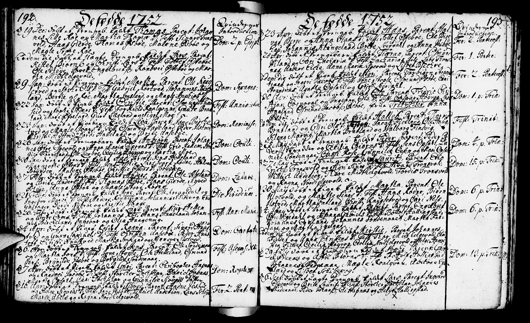 Vikedal sokneprestkontor, SAST/A-101840/01/IV: Parish register (official) no. A 1, 1737-1778, p. 192-193