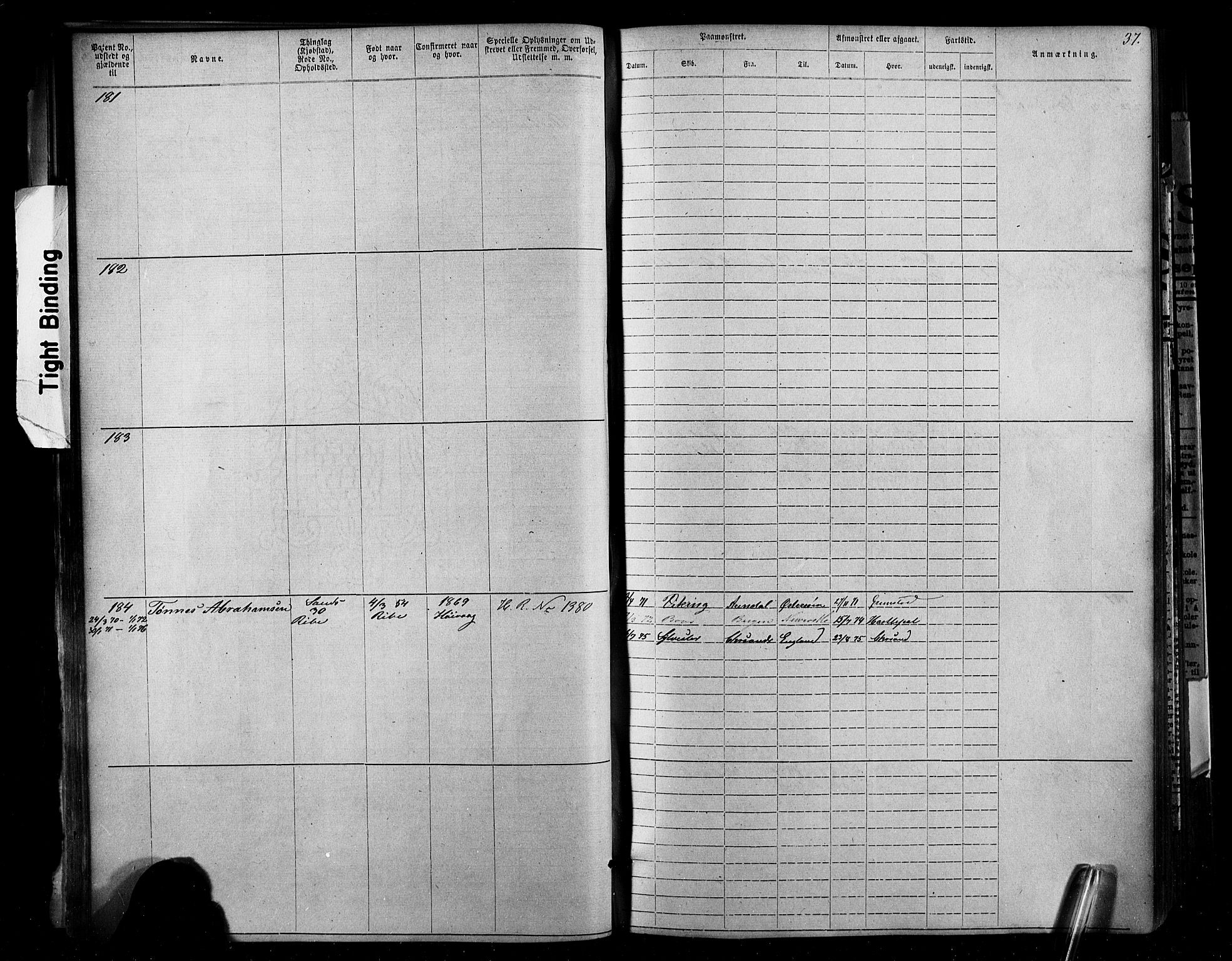 Lillesand mønstringskrets, SAK/2031-0014/F/Fa/L0002: Annotasjonsrulle nr 1-1910 med register, W-8, 1868-1891, p. 54