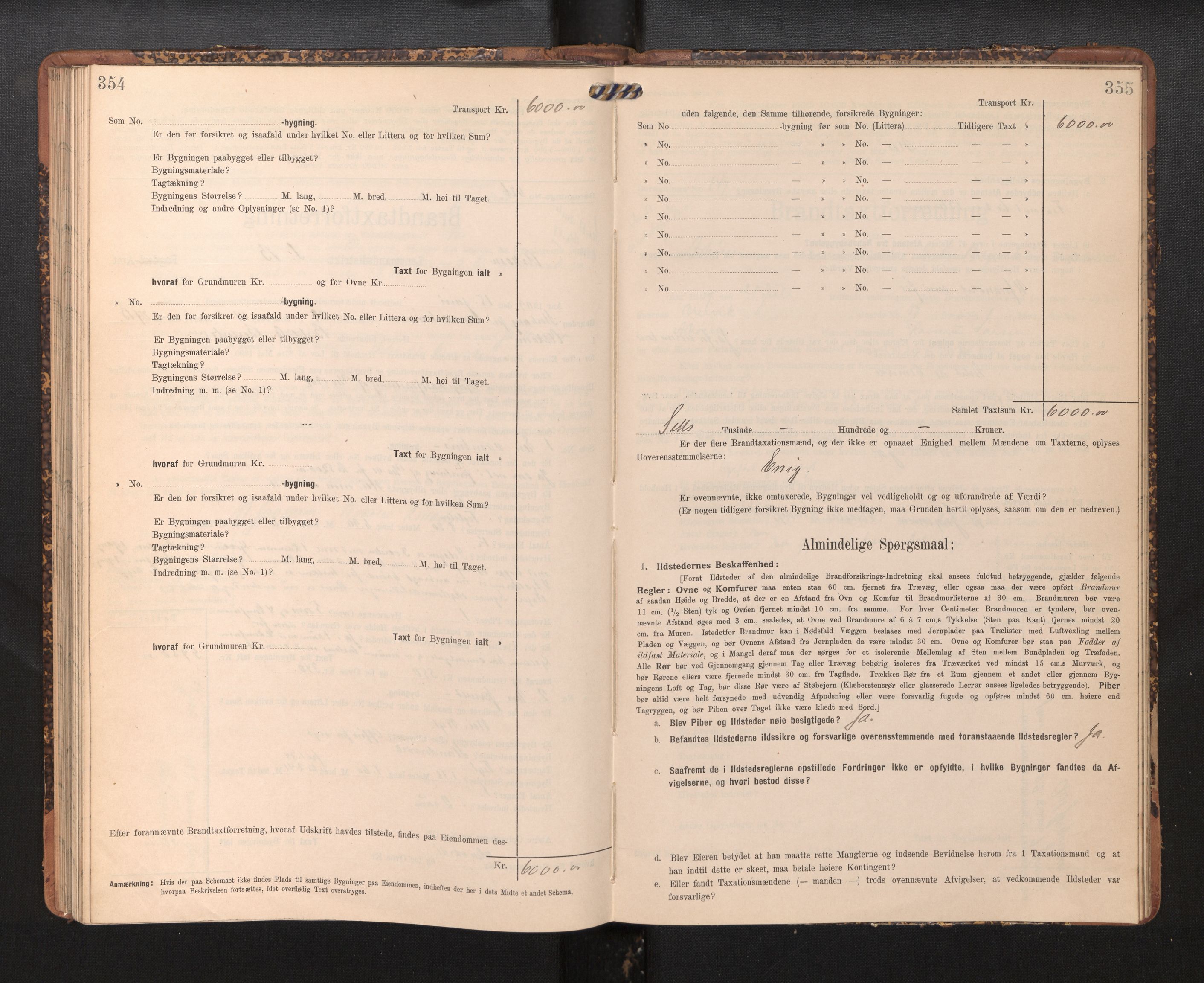 Lensmannen i Askøy, AV/SAB-A-31001/0012/L0005: Branntakstprotokoll, skjematakst, 1907-1915, p. 354-355