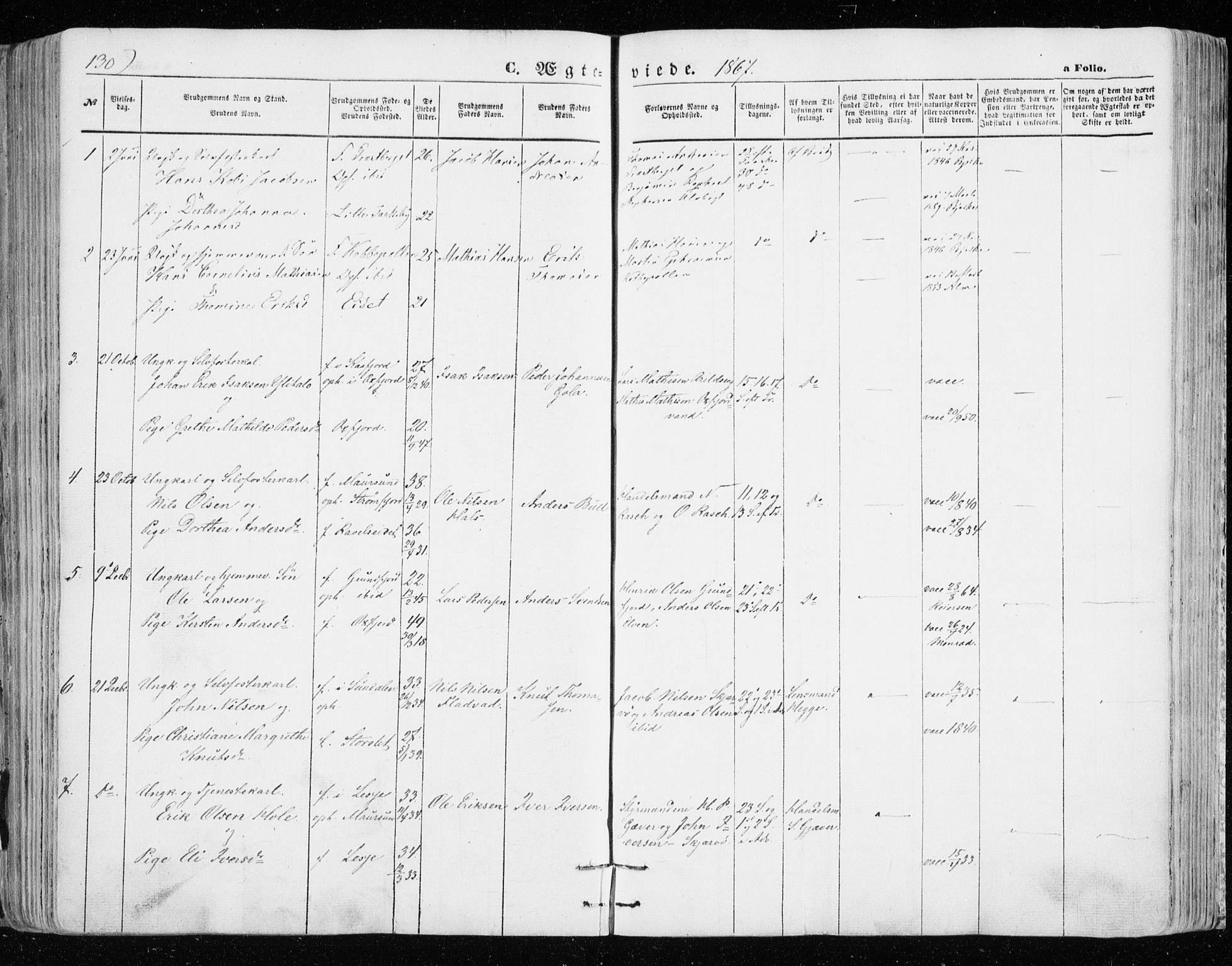 Skjervøy sokneprestkontor, SATØ/S-1300/H/Ha/Haa/L0007kirke: Parish register (official) no. 7, 1860-1870, p. 130