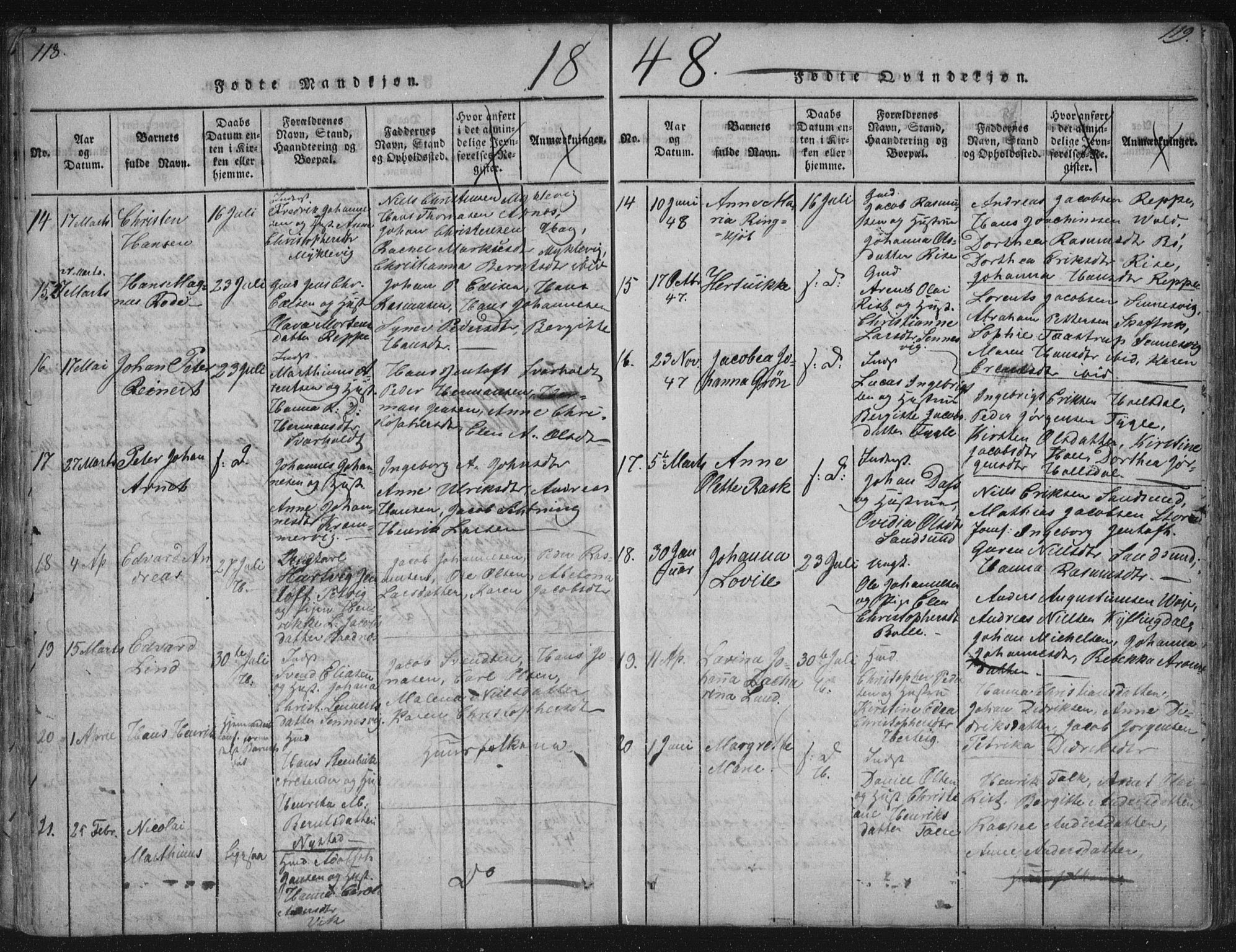 Ministerialprotokoller, klokkerbøker og fødselsregistre - Nordland, AV/SAT-A-1459/881/L1164: Parish register (copy) no. 881C01, 1818-1853, p. 118-119