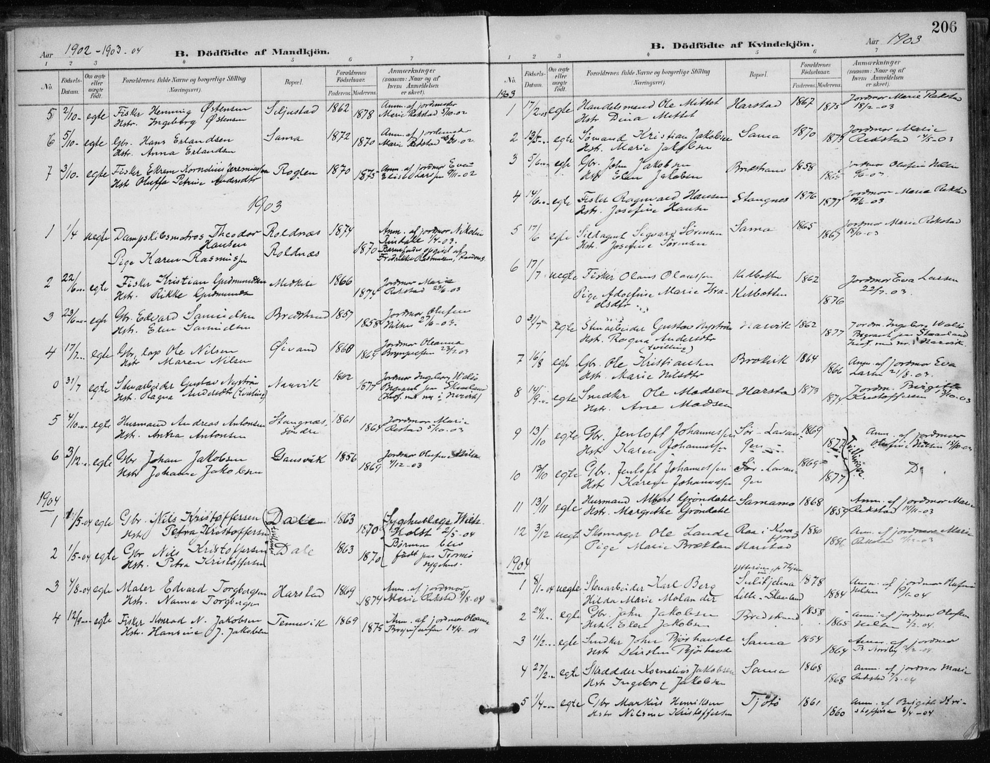 Trondenes sokneprestkontor, SATØ/S-1319/H/Ha/L0017kirke: Parish register (official) no. 17, 1899-1908, p. 206