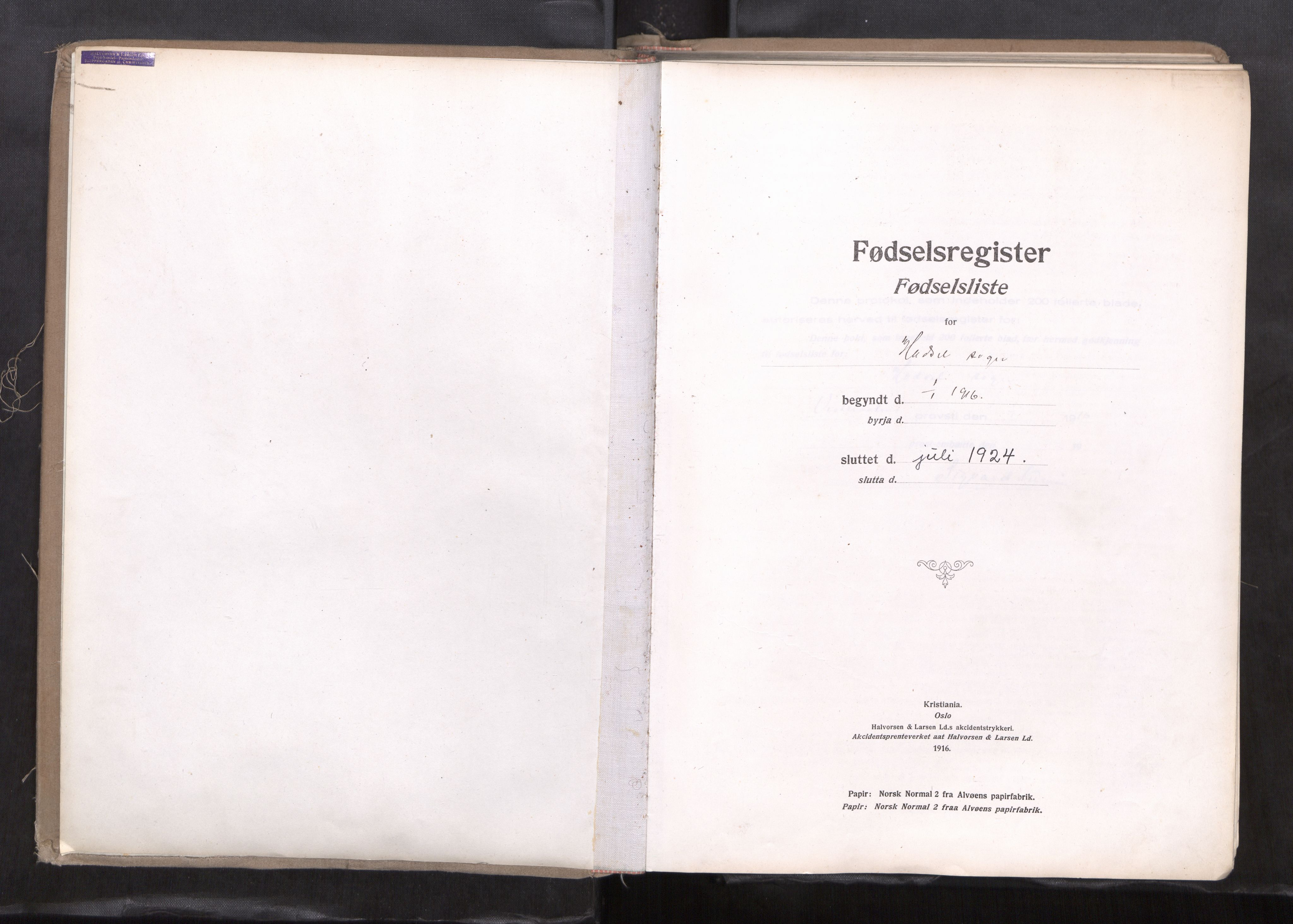 Ministerialprotokoller, klokkerbøker og fødselsregistre - Nordland, AV/SAT-A-1459/888/L1278: Birth register no. 888---, 1916-1924